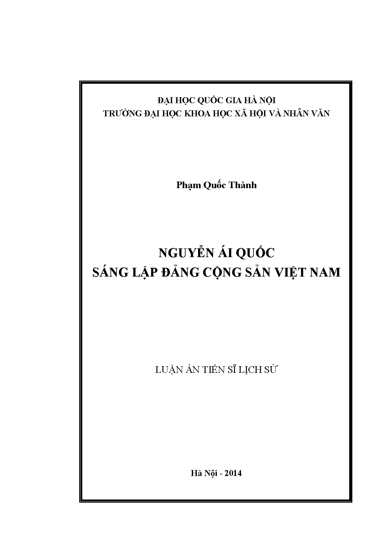 Luận án tiến sĩ nguyễn ái quốc sáng lập đảng cộng sản việt n