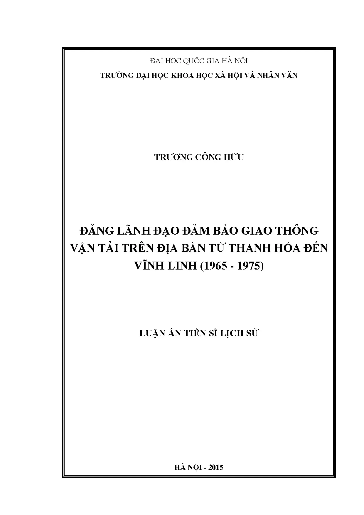 Luận án tiến sĩ đảng lãnh đạo đảm bảo giao thông vận tải trê