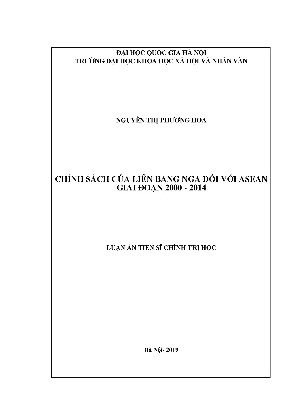Luận án tiến sĩ chính sách của liên bang nga đối với asean g