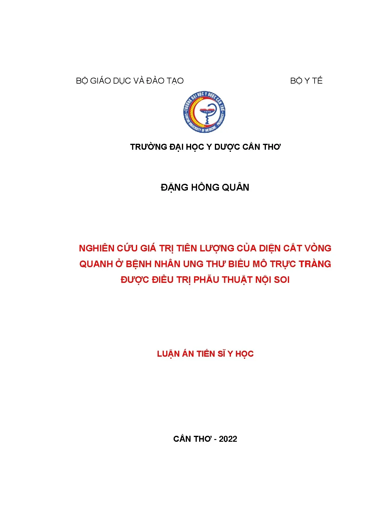 Luận án tiến sĩ nghiên cứu giá trị tiên lượng của diện cắt v