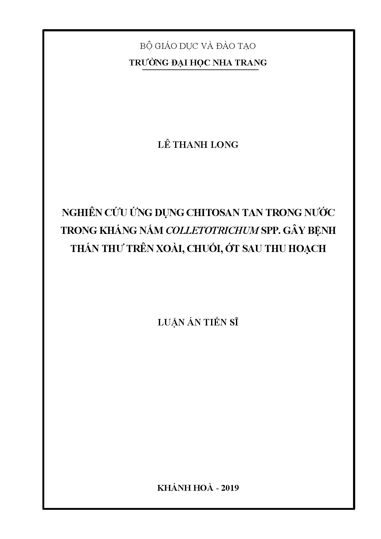 Ứng dụng chitosan tan trong nước kháng nấm gây bệnh thán thư