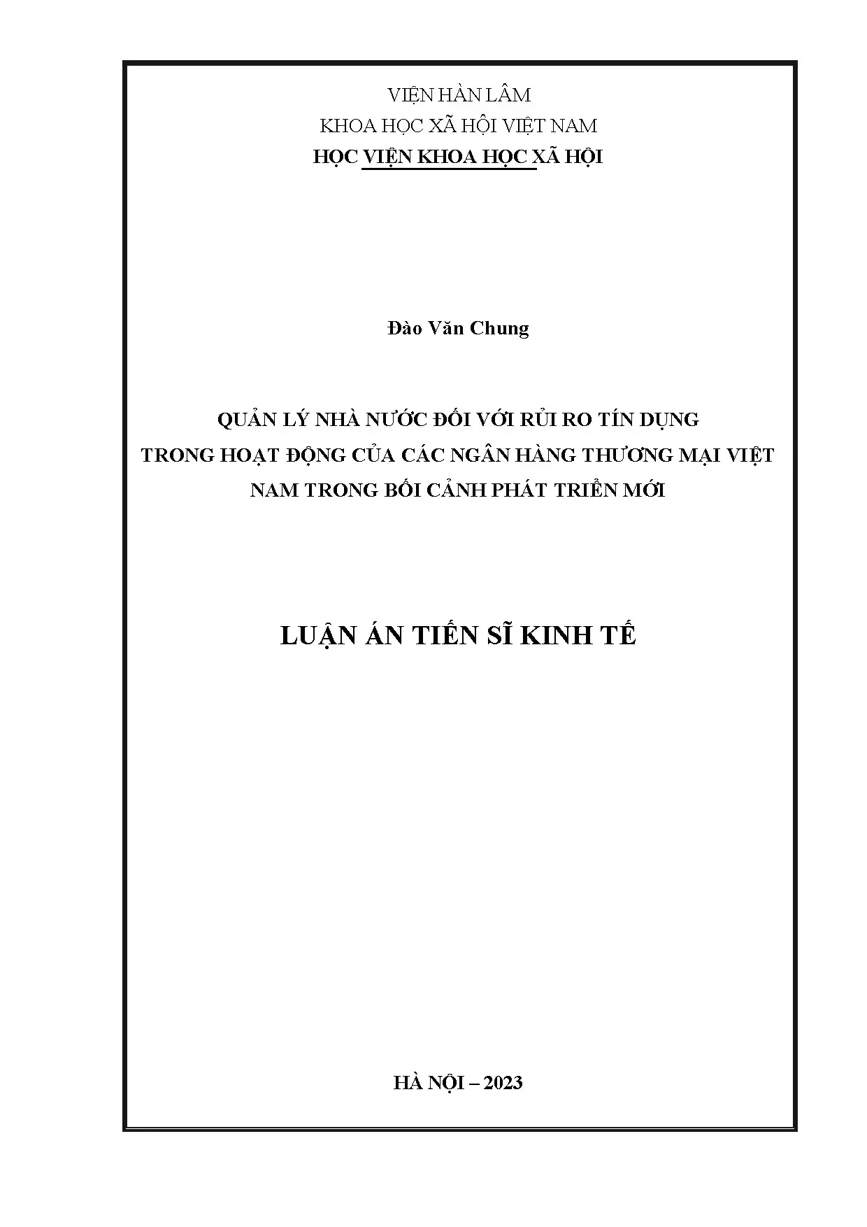 Quản lý nhà nước rủi ro tín dụng ngân hàng thương mại