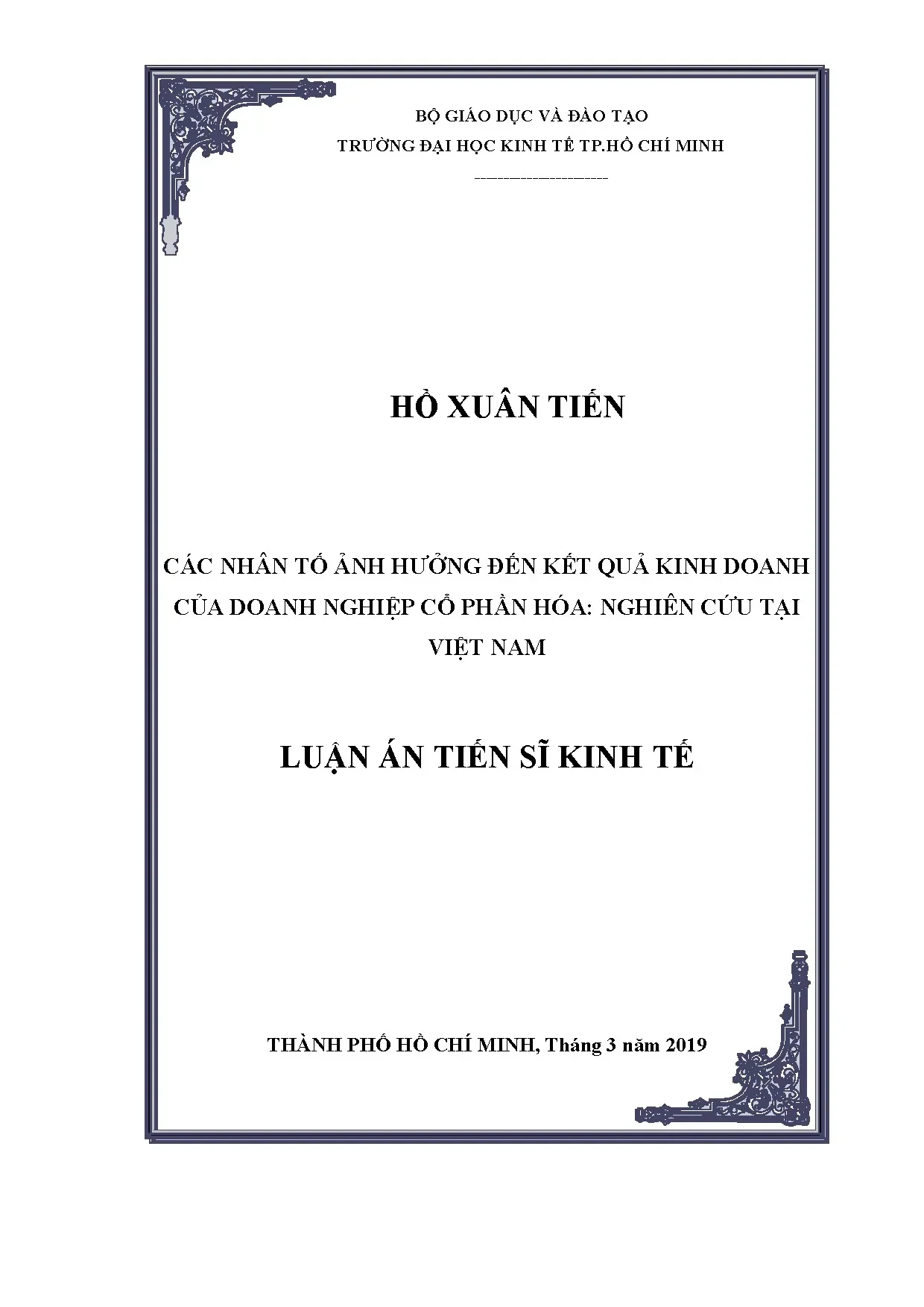 Các nhân tố ảnh hưởng đến kết quả kinh doanh của doanh nghiệp cổ phần hóa tại Việt Nam