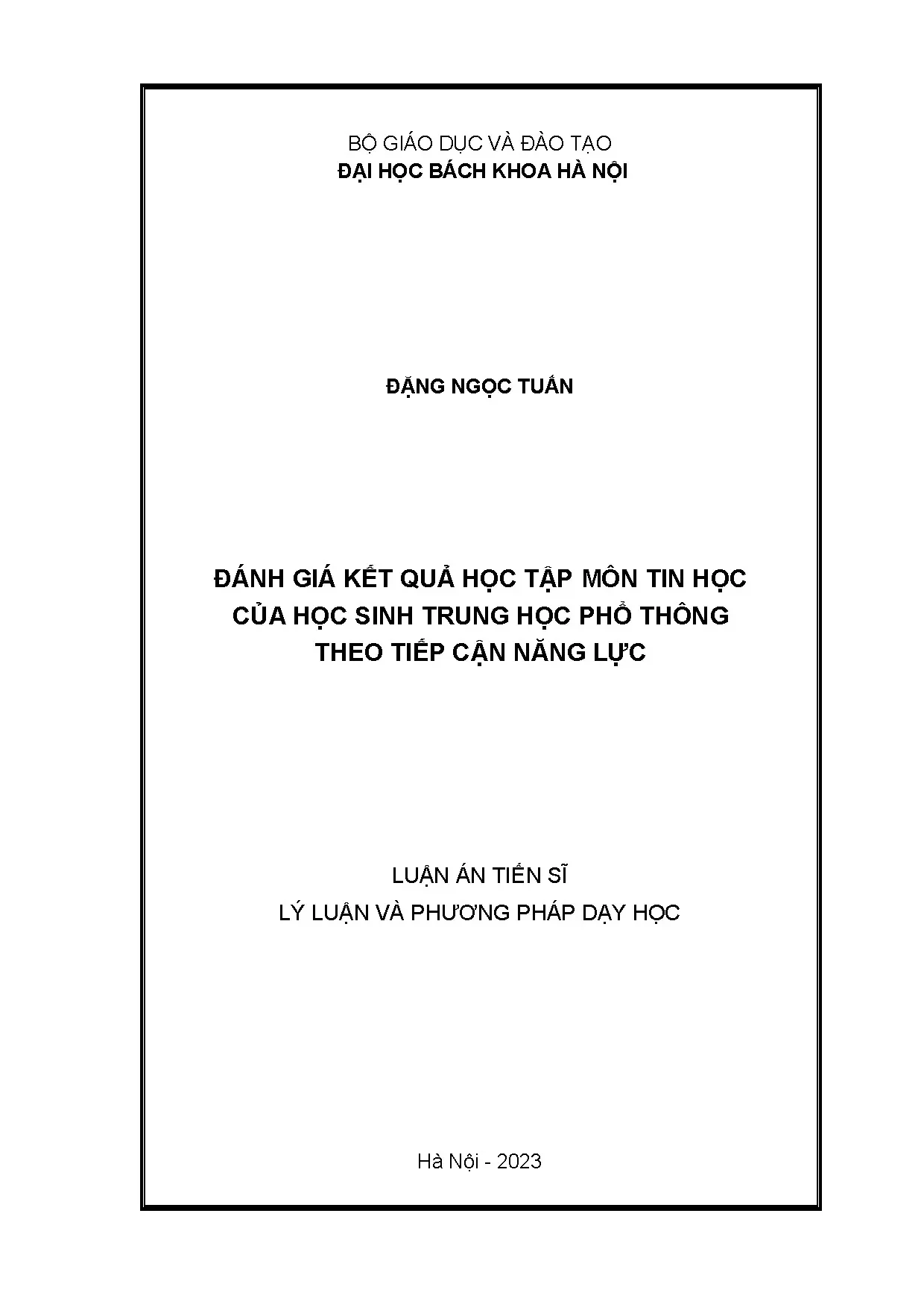 Đánh giá kết quả học tập Tin học THPT theo tiếp cận năng lực