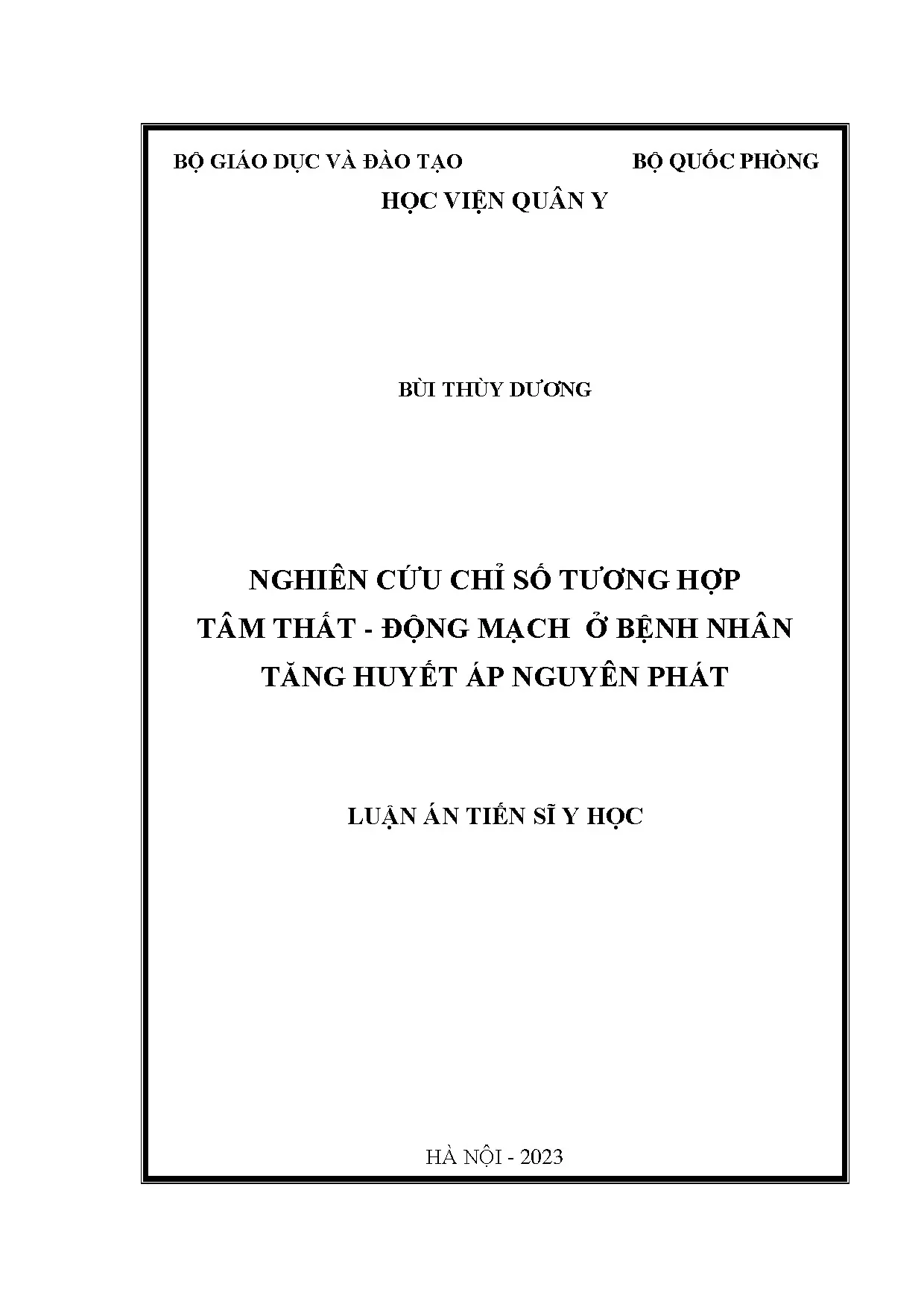 Chỉ số tương hợp tâm thất-động mạch ở bệnh nhân tăng huyết áp