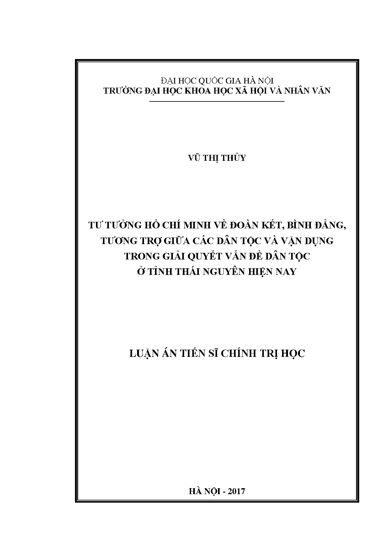 Luận án tiến sĩ tư tưởng hồ chí minh về đoàn kết bình đẳng t