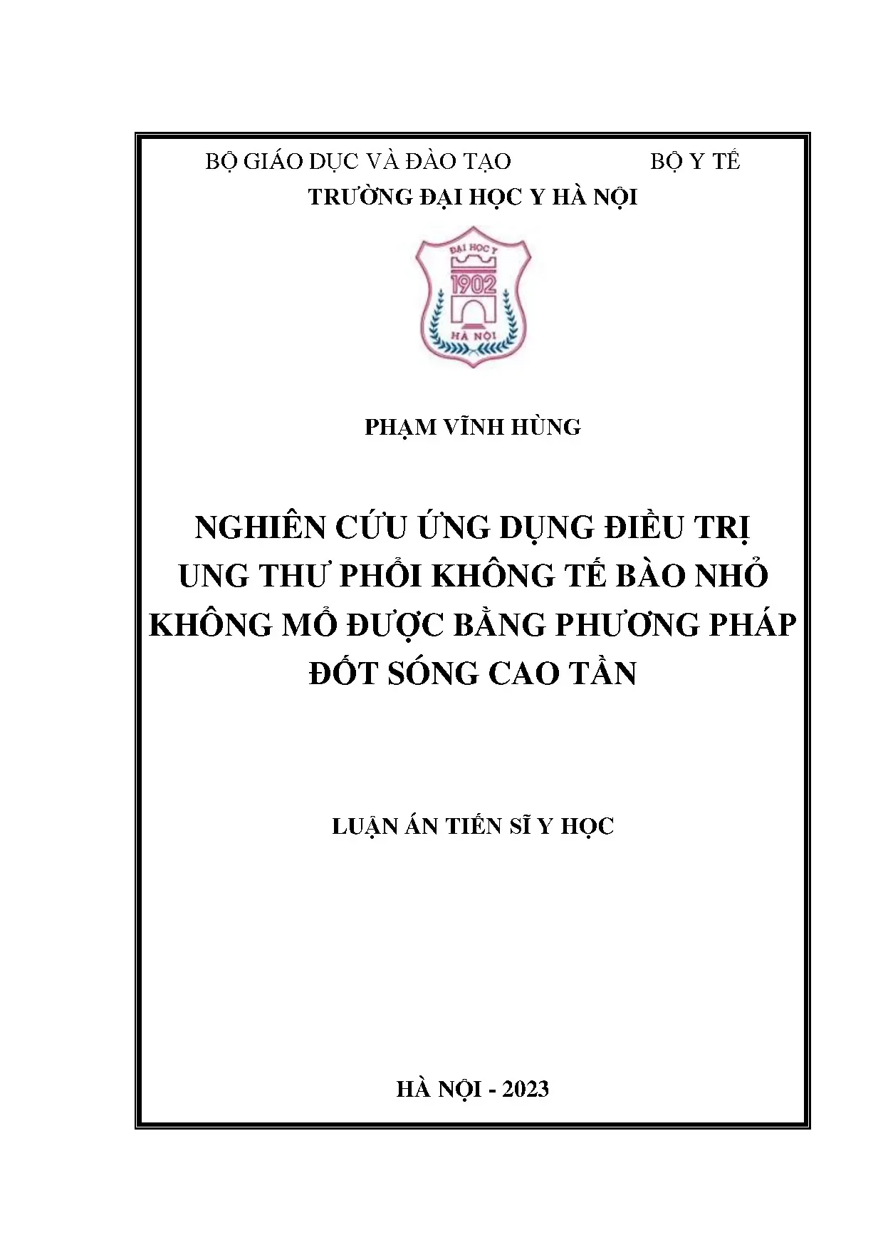 Nghiên cứu ứng dụng đốt sóng cao tần điều trị ung thư phổi không tế bào nhỏ