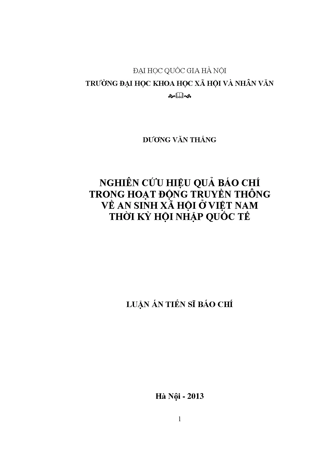 Luận án tiến sĩ nghiên cứu hiệu quả báo chí trong hoạt động