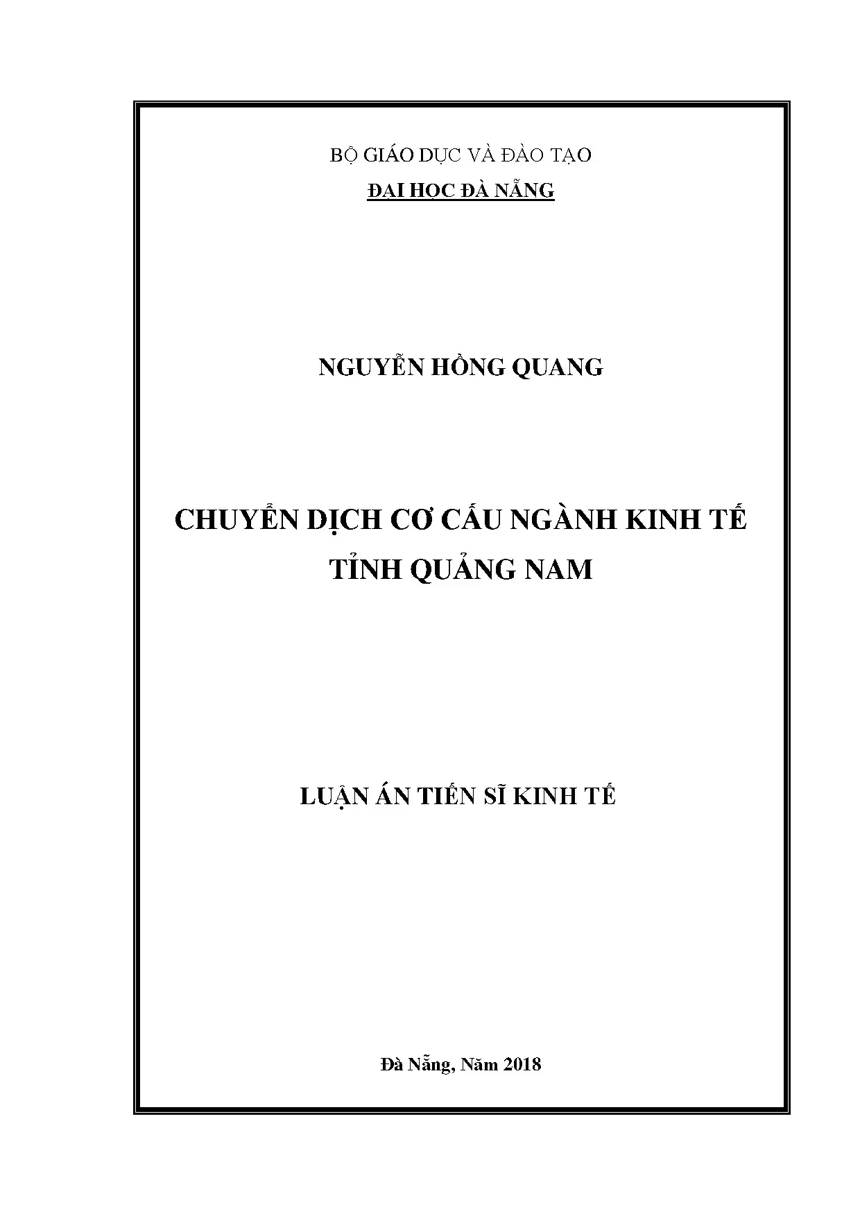 Chuyển dịch cơ cấu kinh tế tỉnh Quảng Nam