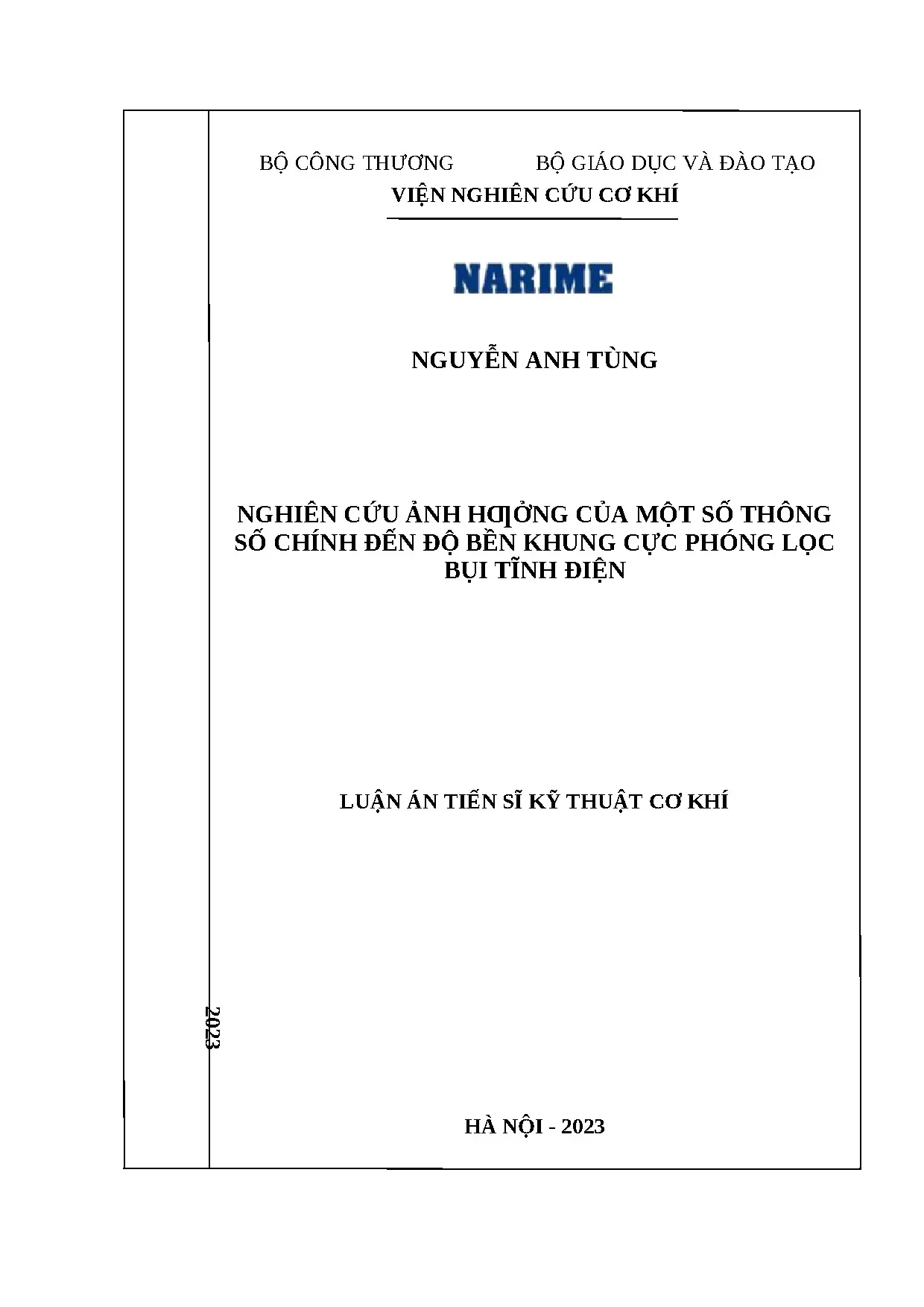 Ảnh hưởng thông số đến độ bền khung cực phóng lọc bụi tĩnh điện
