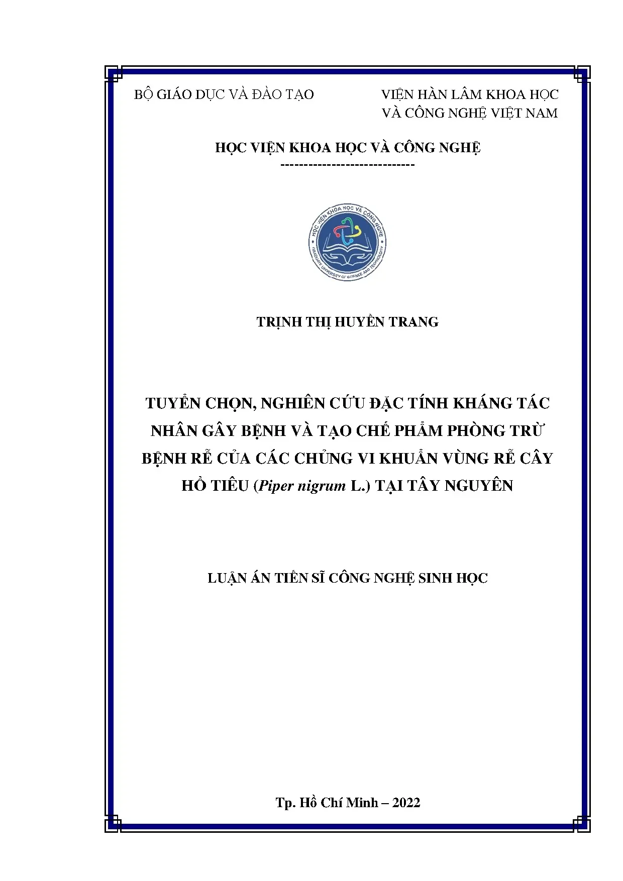 Luận án tiến sĩ tuyển chọn nghiên cứu đặc tính kháng tác nhâ