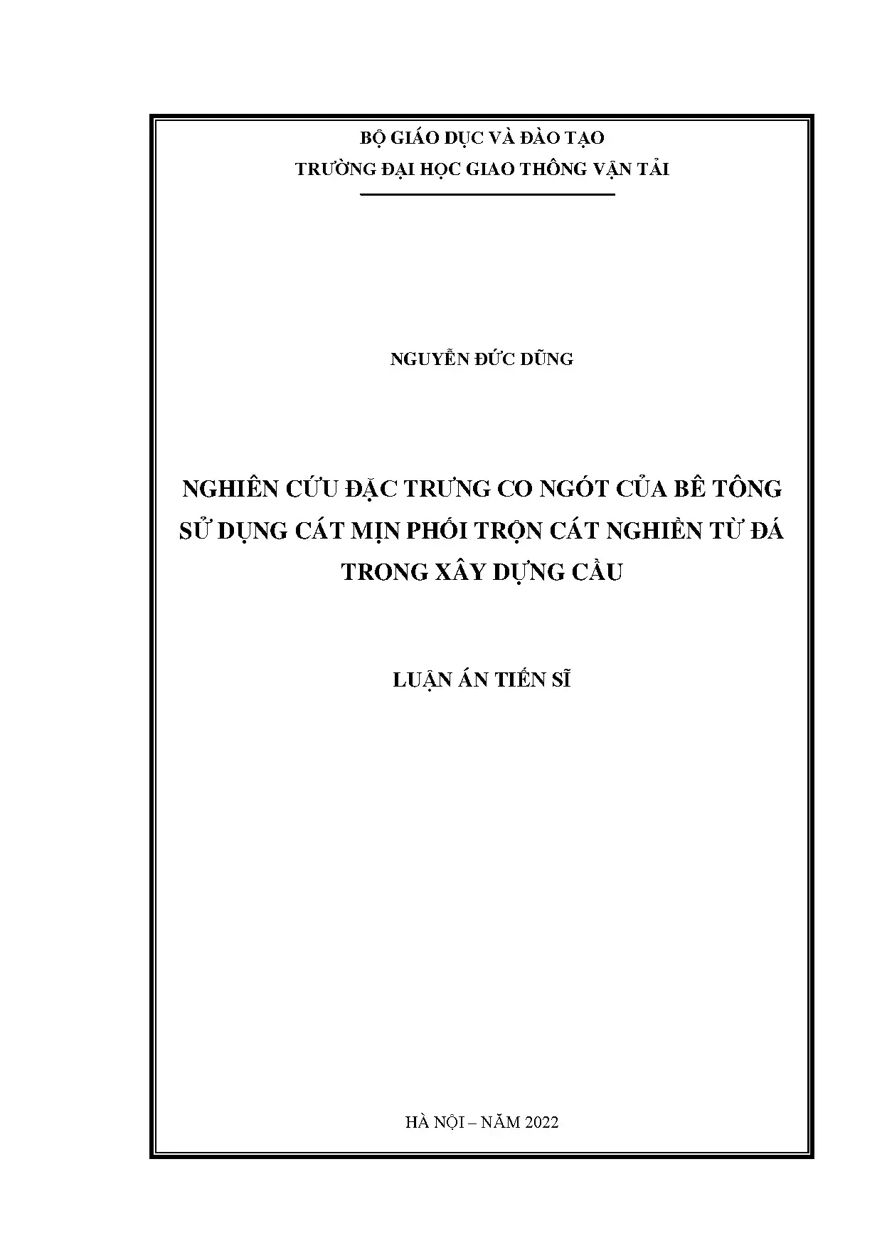 Luận án tiến sĩ nghiên cứu đặc trưng co ngót của bê tông sử