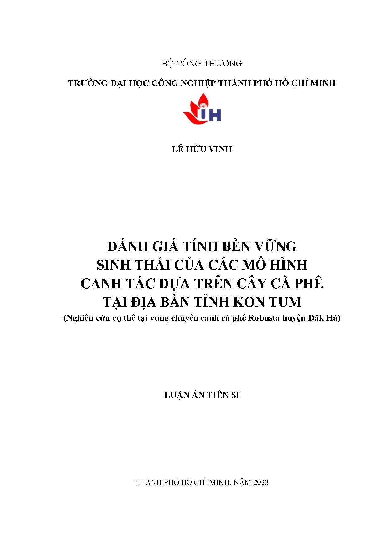 Đánh giá tính bền vững sinh thái mô hình canh tác cà phê Kon Tum