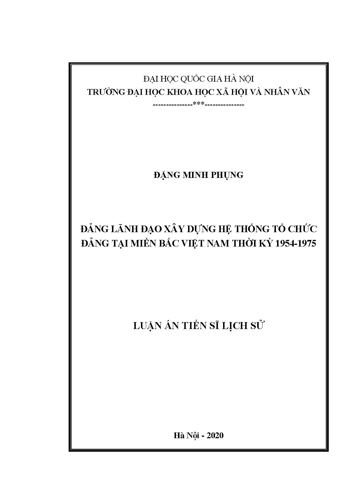 Luận án tiến sĩ đảng lãnh đạo xây dựng hệ thống tổ chức đảng