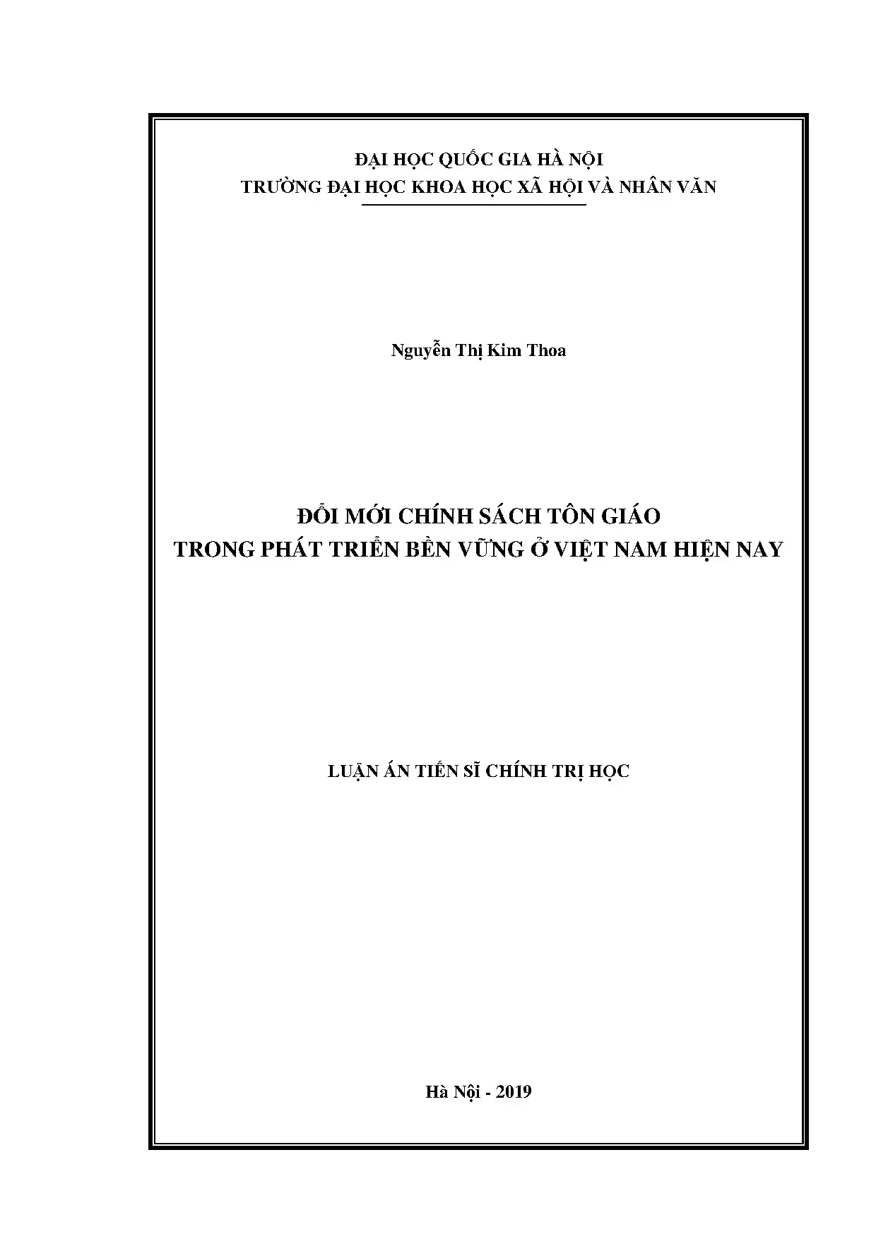 Luận án tiến sĩ đổi mới chính sách tôn giáo trong phát triển