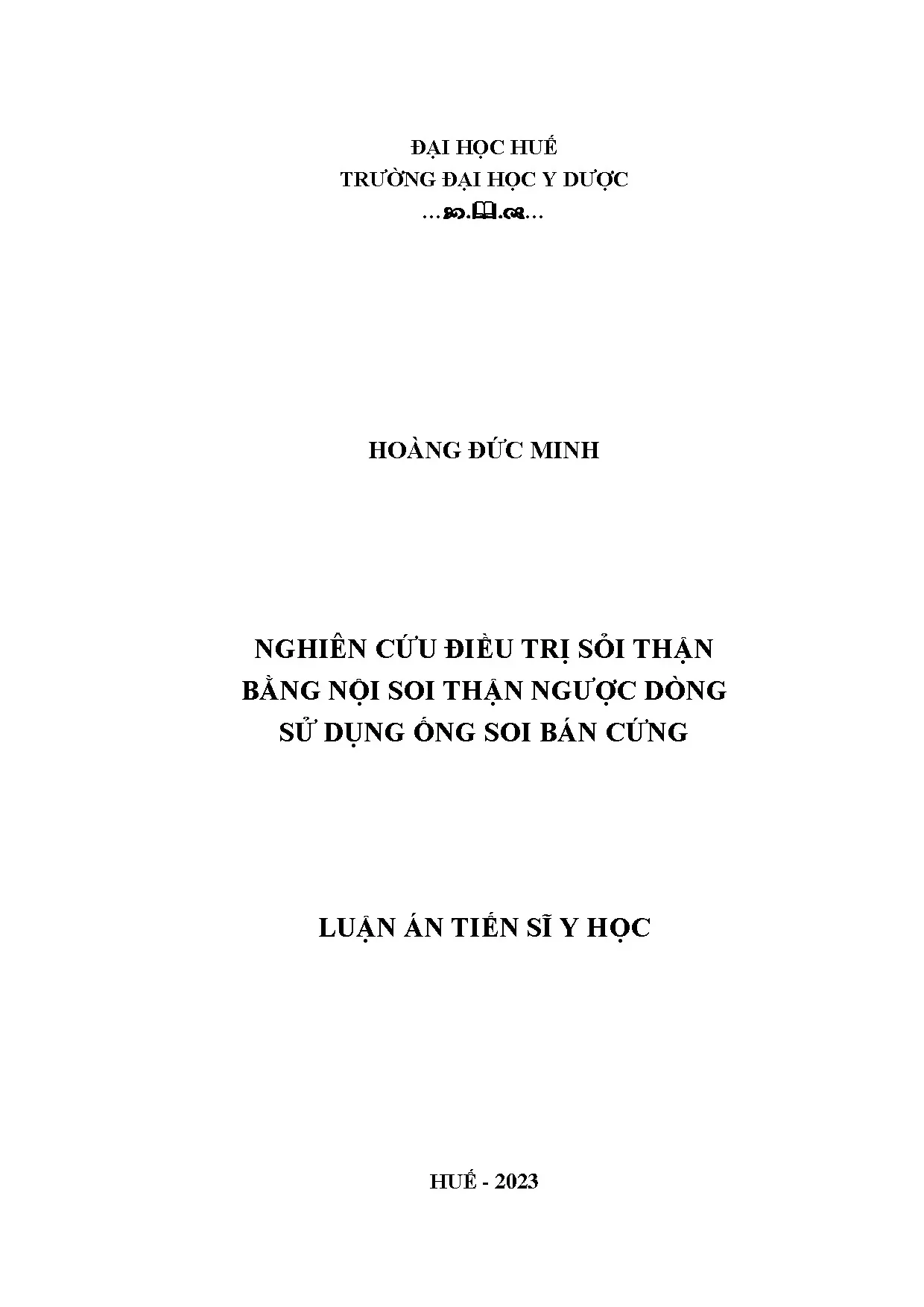 Nghiên cứu điều trị sỏi thận bằng nội soi thận ngược dòng
