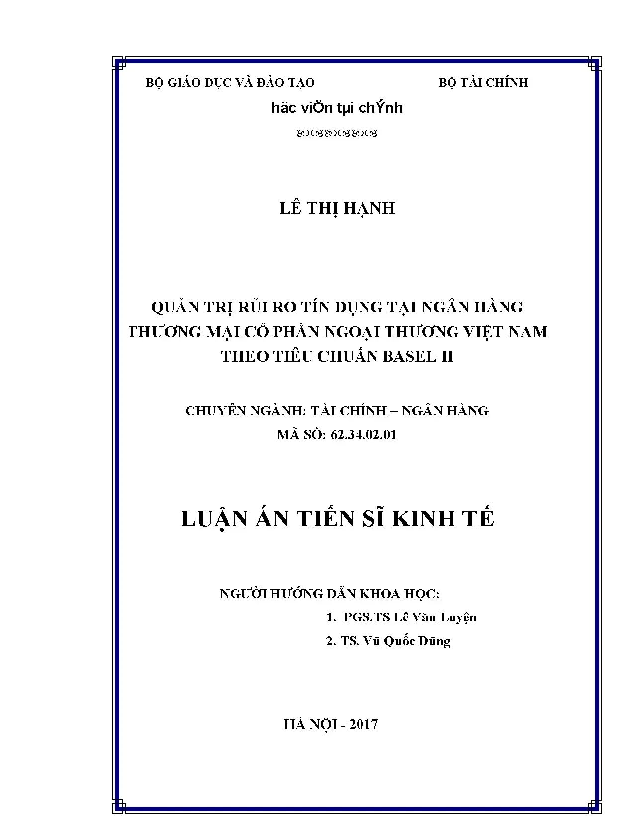 Quản trị rủi ro tín dụng theo Basel II tại Vietcombank