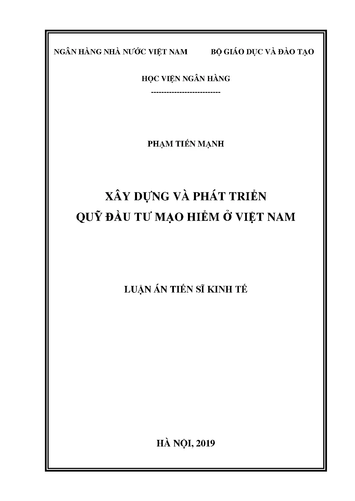 Xây dựng và phát triển quỹ đầu tư mạo hiểm Việt Nam