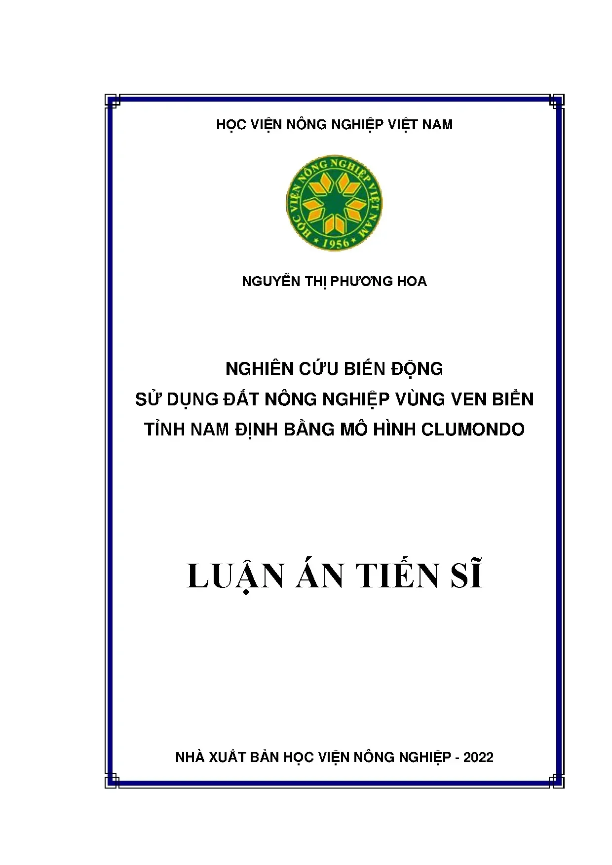 Luận án tiến sĩ nghiên cứu biến động sử dụng đất nông nghiệp