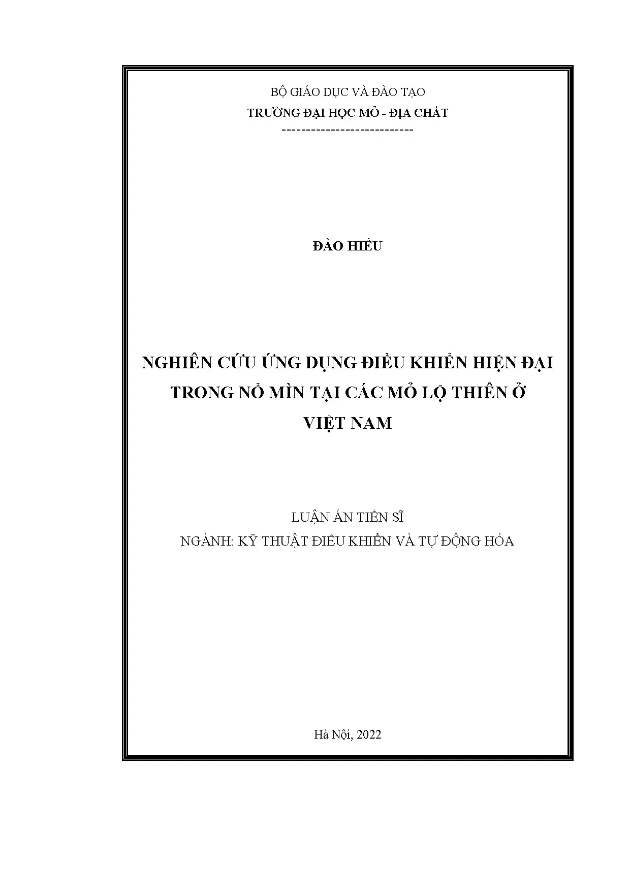 Luận án tiến sĩ nghiên cứu ứng dụng điều khiển hiện đại tron
