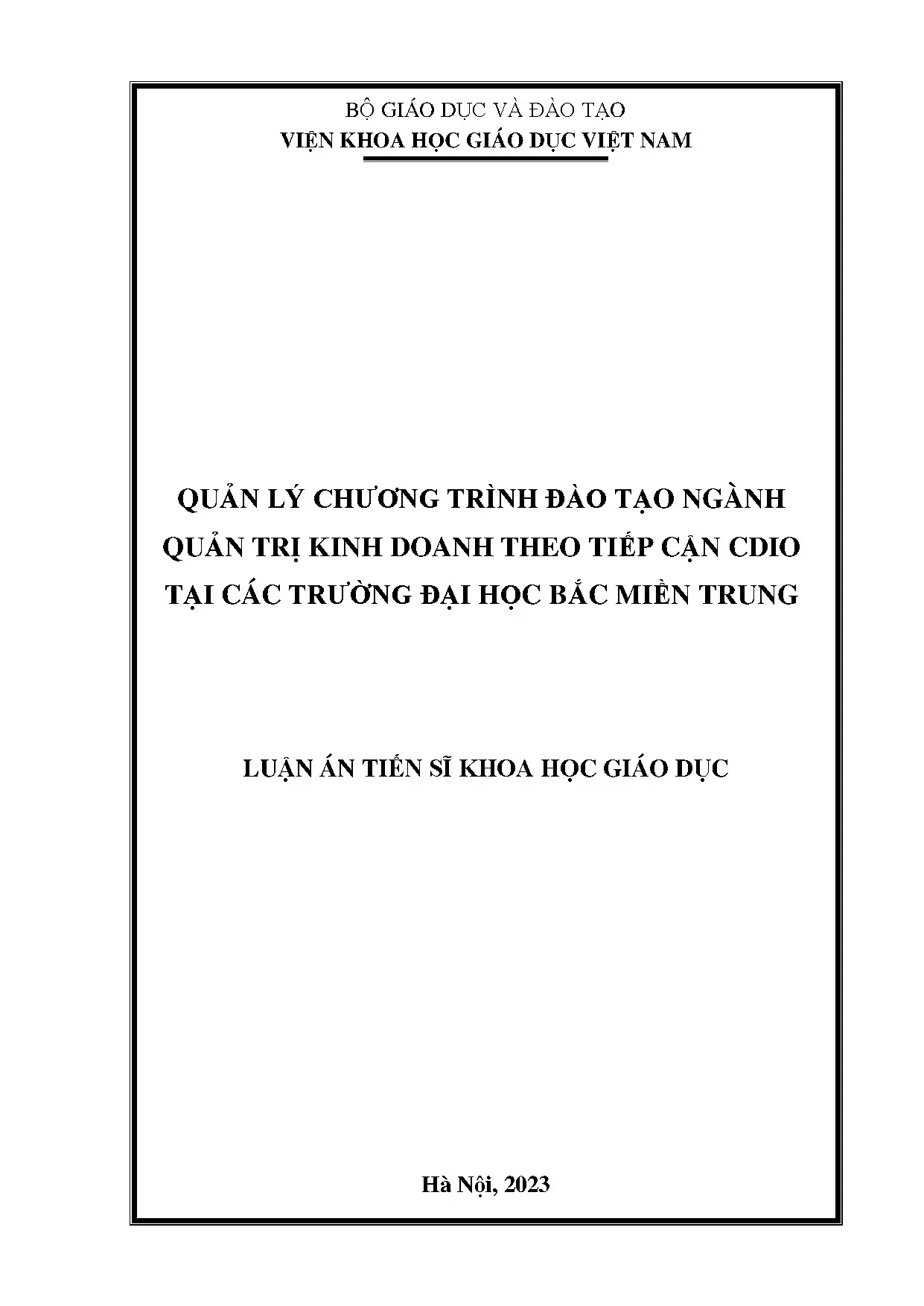 Quản lý chương trình đào tạo QTKD theo CDIO tại ĐH Bắc miền Trung