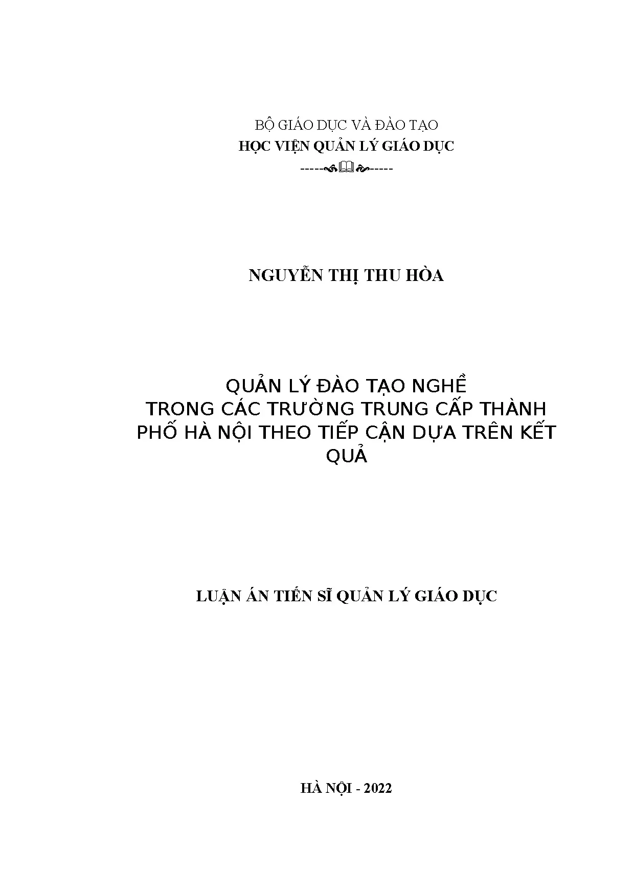 Luận án tiến sĩ xây dựng mô hình quản lý đào tạo ở các trườn