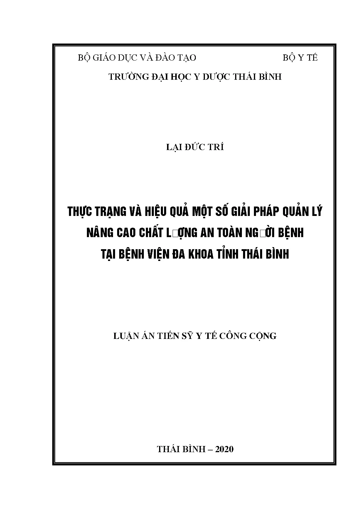 Giải pháp nâng cao chất lượng an toàn người bệnh tại bệnh viện