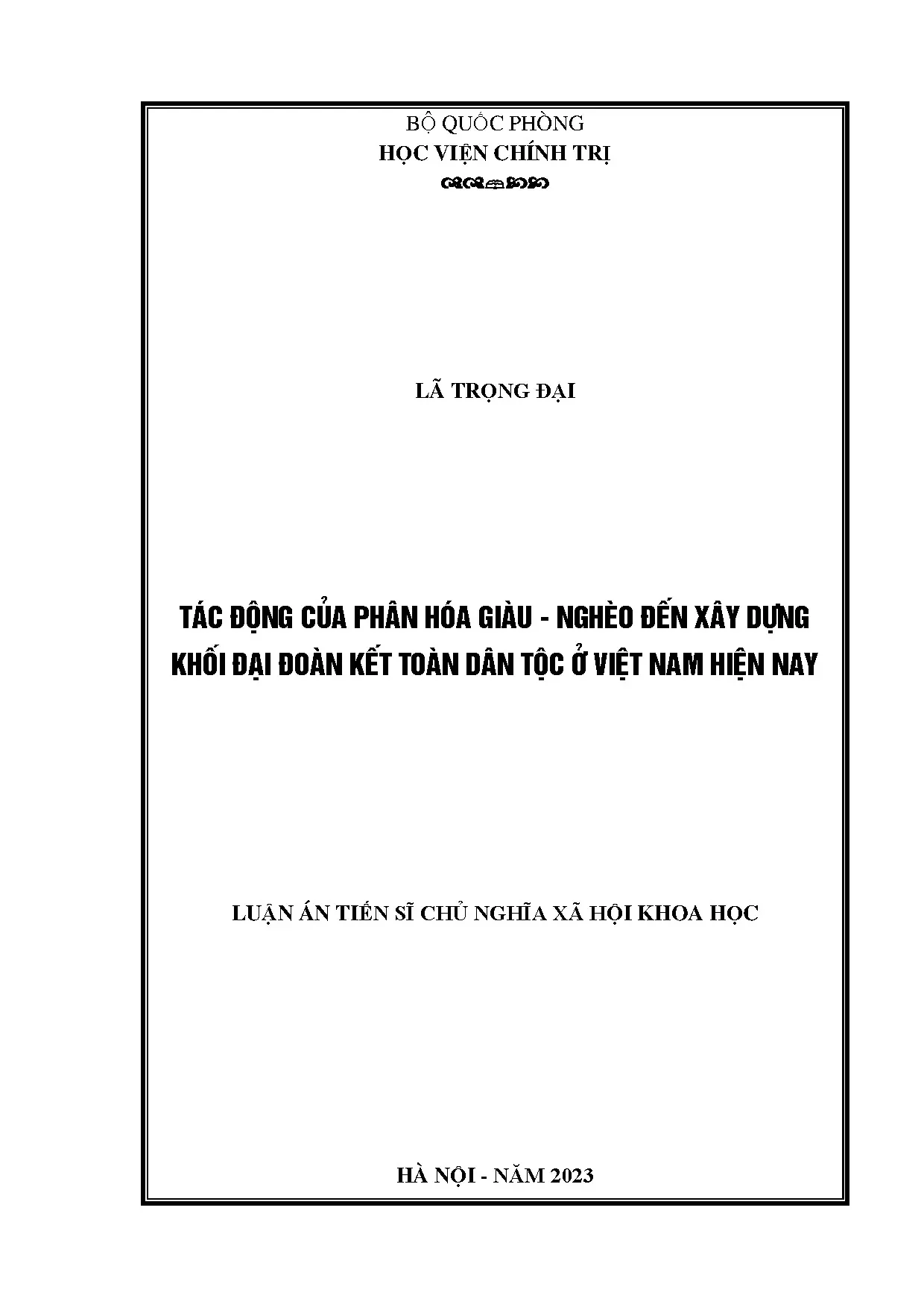 Phân hóa giàu nghèo và đại đoàn kết toàn dân tộc Việt Nam