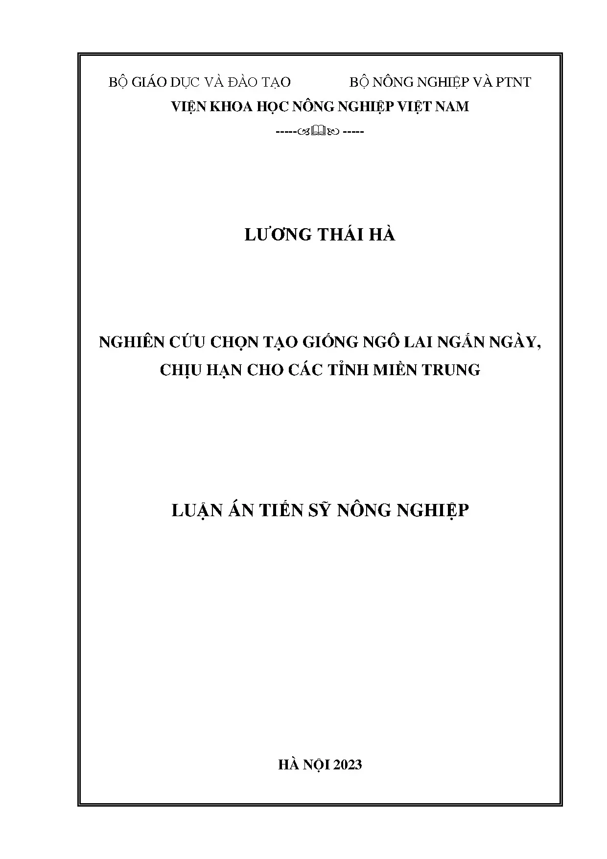 Chọn tạo giống ngô lai ngắn ngày chịu hạn miền Trung