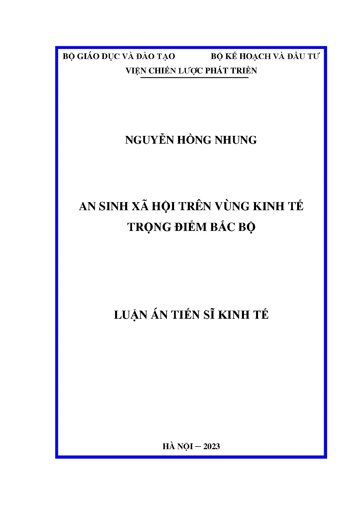 Luận án tiến sĩ kinh tế an sinh xã hội trên vùng kinh tế trọ
