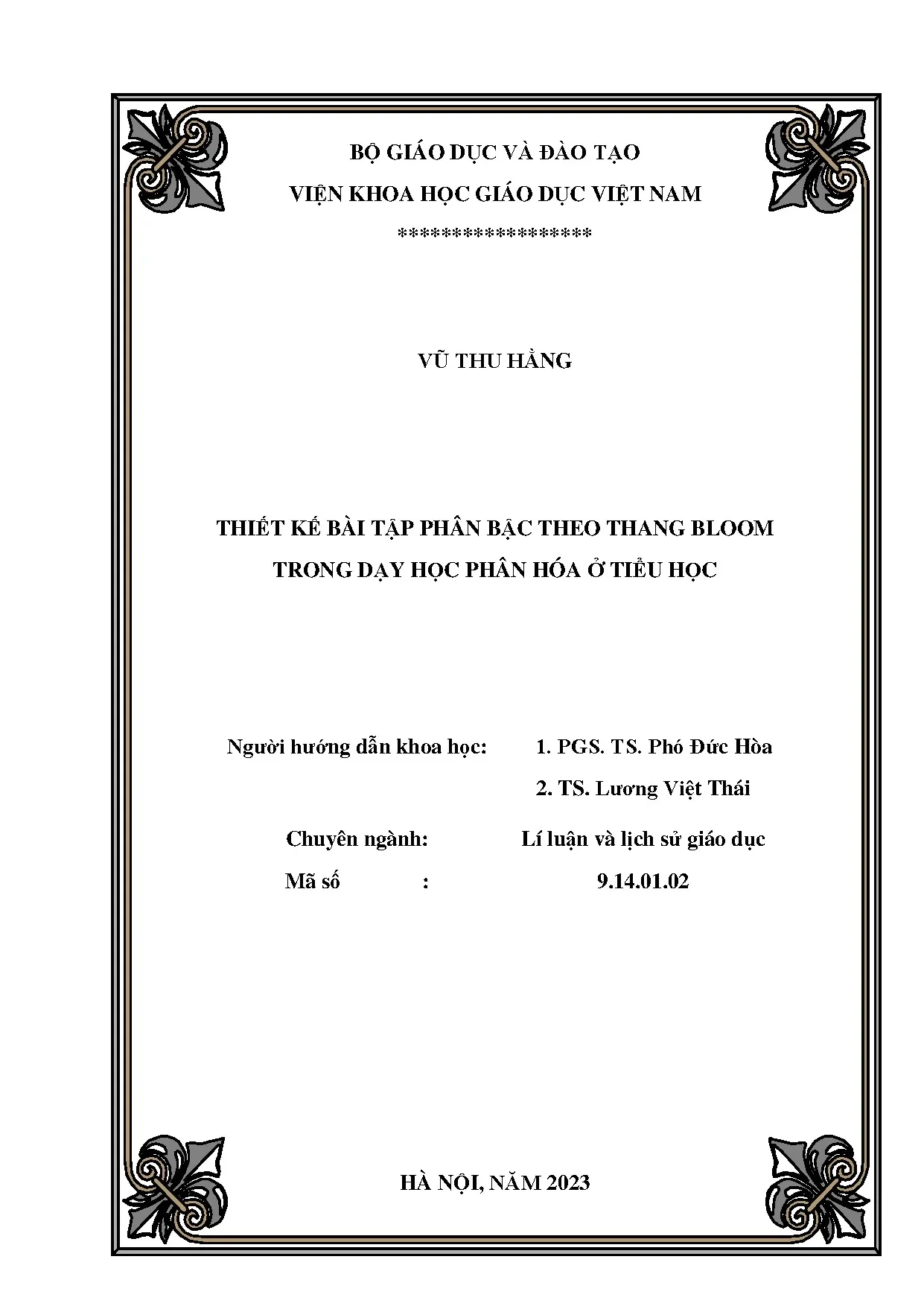 Thiết kế bài tập phân bậc theo thang Bloom ở tiểu học