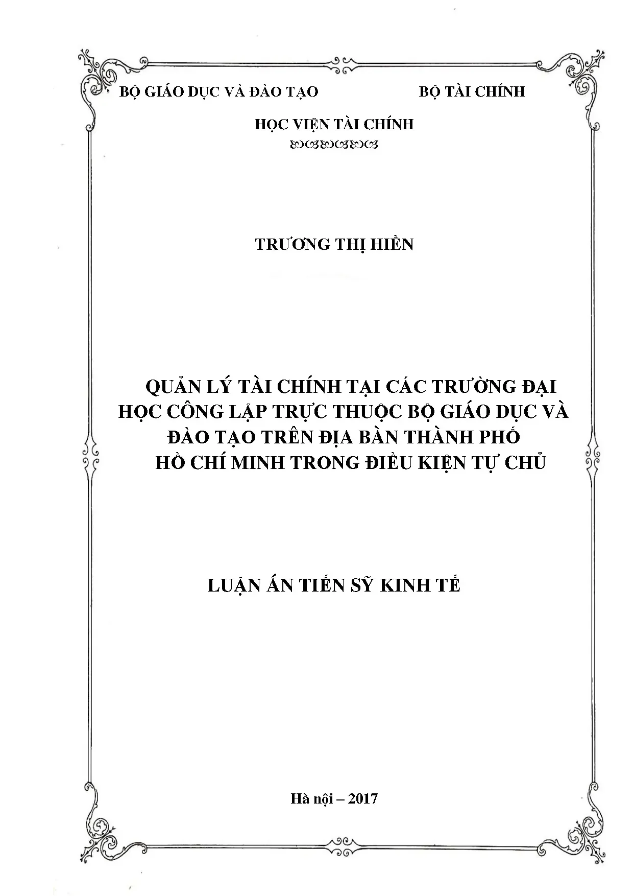 Quản lý tài chính ĐH công lập tự chủ tại TP.HCM