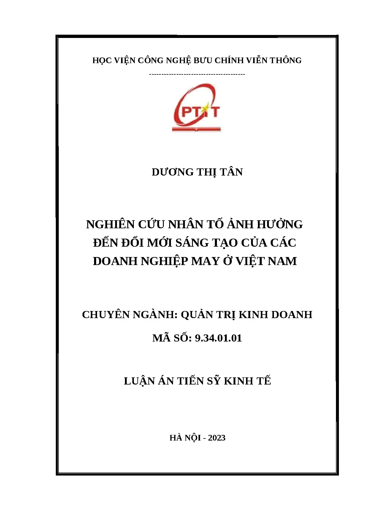 Nghiên cứu nhân tố ảnh hưởng đổi mới sáng tạo doanh nghiệp may Việt Nam