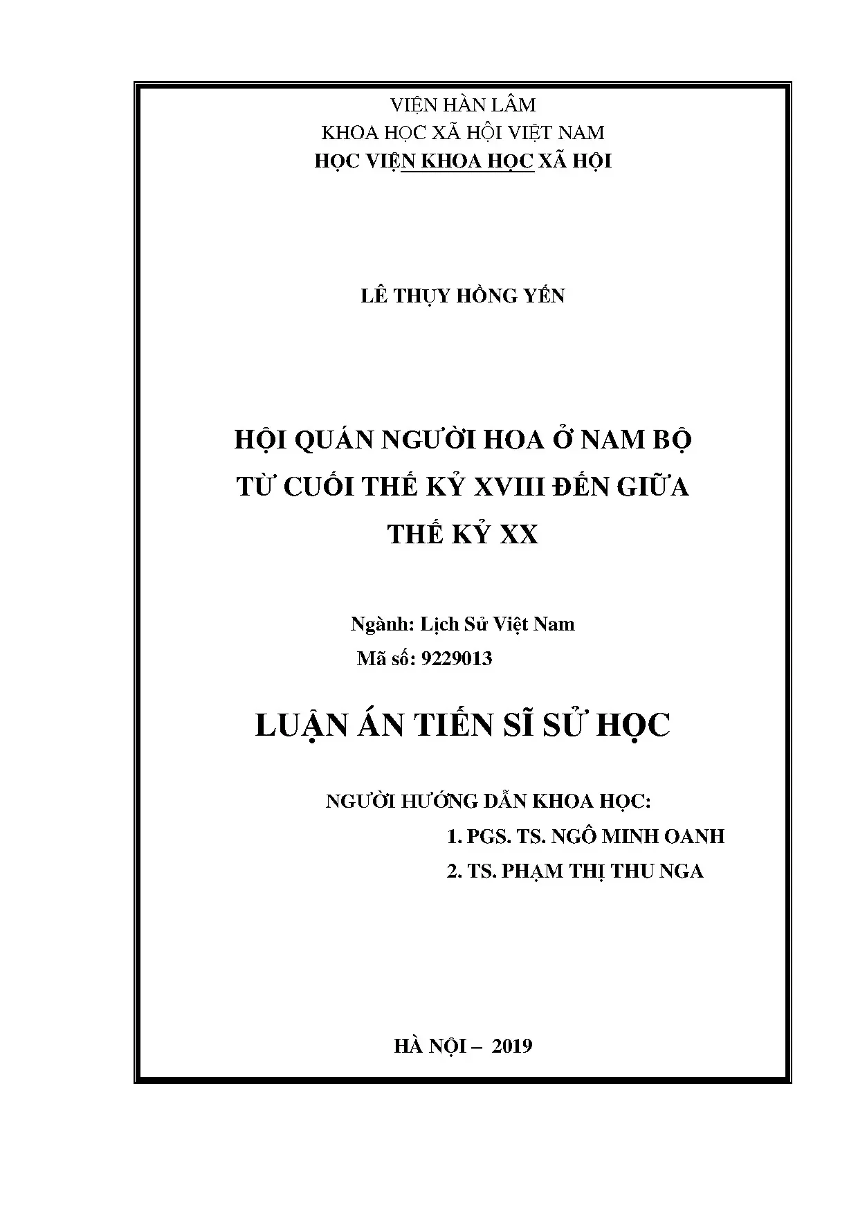 Hội quán người Hoa ở Nam Bộ từ cuối thế kỷ XVIII đến giữa thế kỷ XX