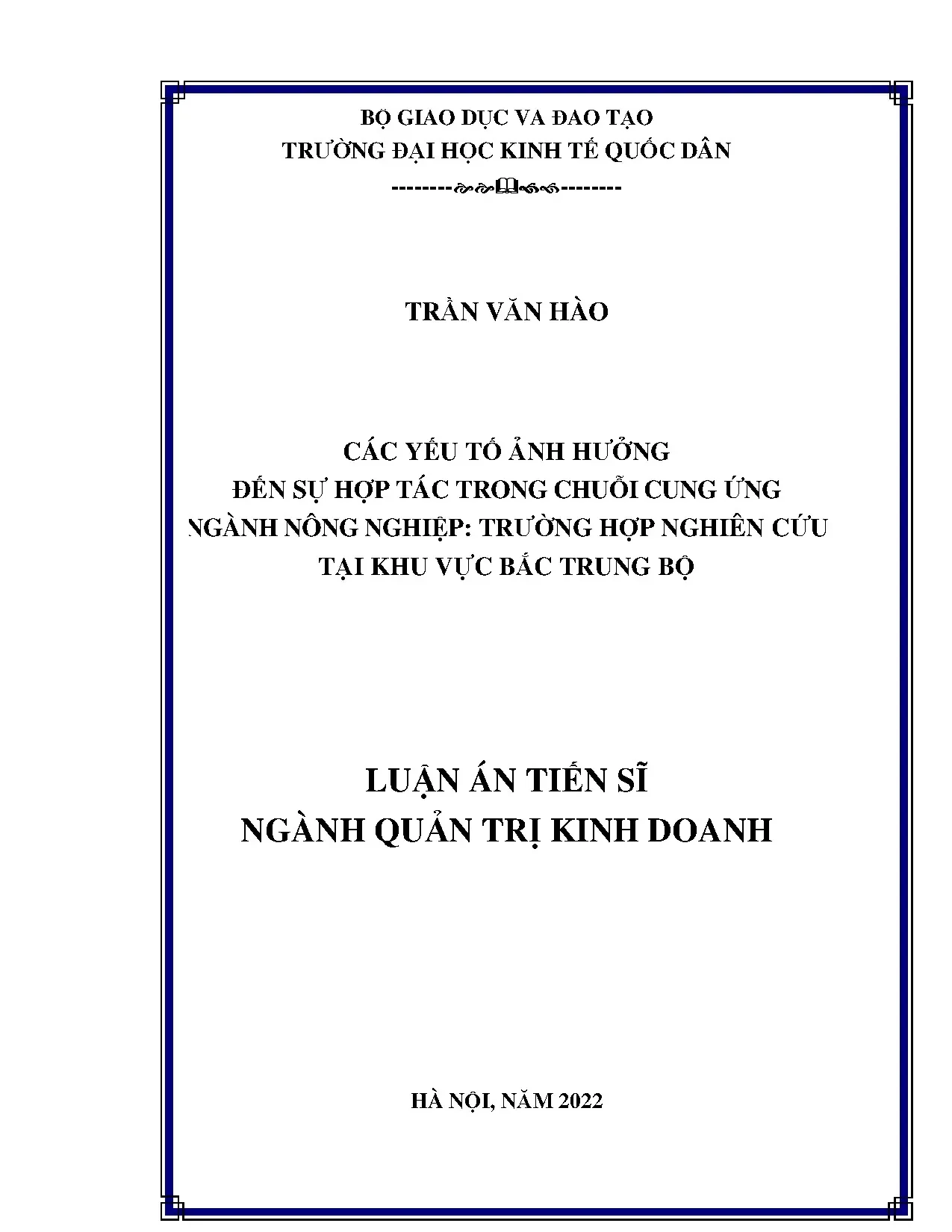 Yếu tố hợp tác chuỗi cung ứng nông nghiệp Bắc Trung Bộ