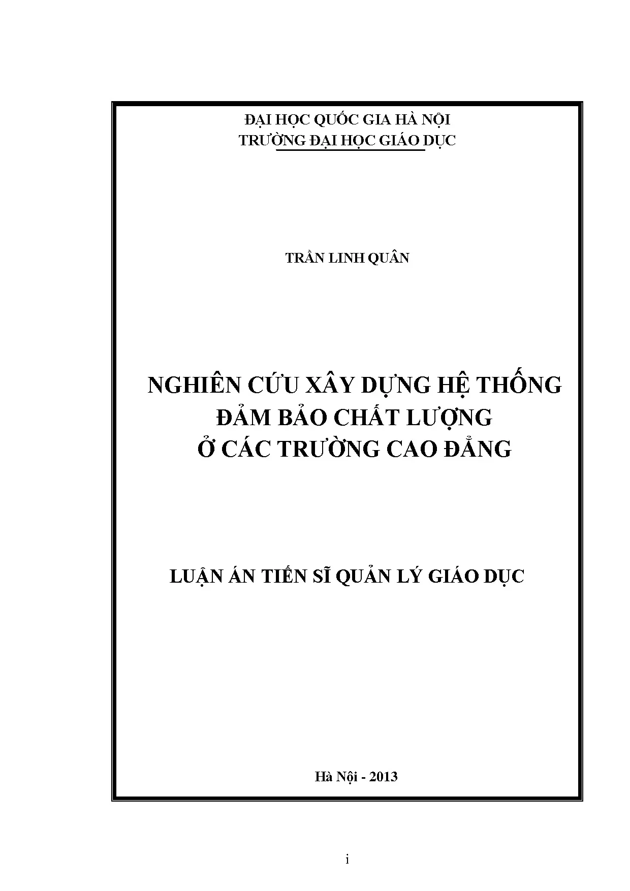 Luận văn thạc sĩ nghiên cứu xây dựng hệ thống đảm bảo chất l