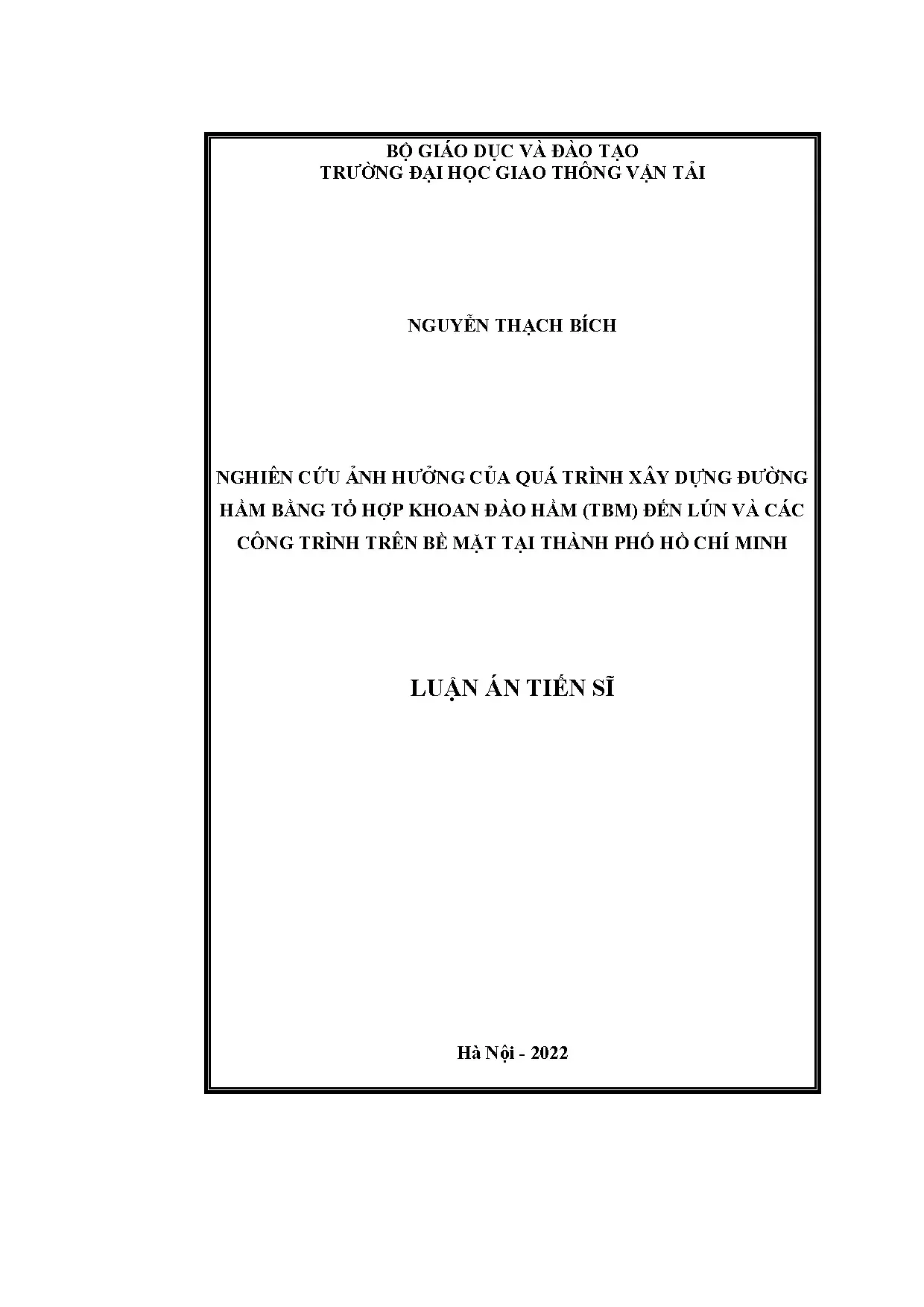 Luận án tiến sĩ nghiên cứu ảnh hưởng của quá trình xây dựng