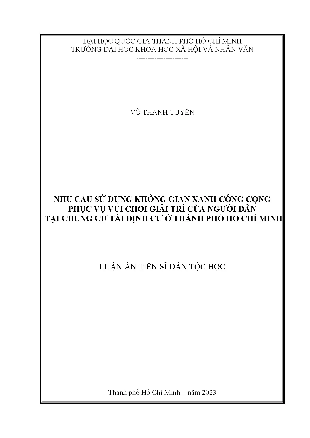 Nhu cầu không gian xanh vui chơi giải trí tại chung cư tái định cư
