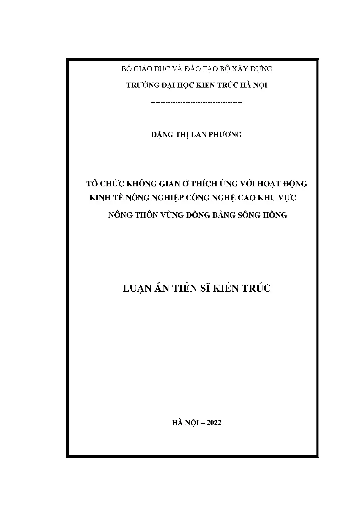 Luận án tiến sĩ tổ chức không gian ở thích ứng với hoạt động