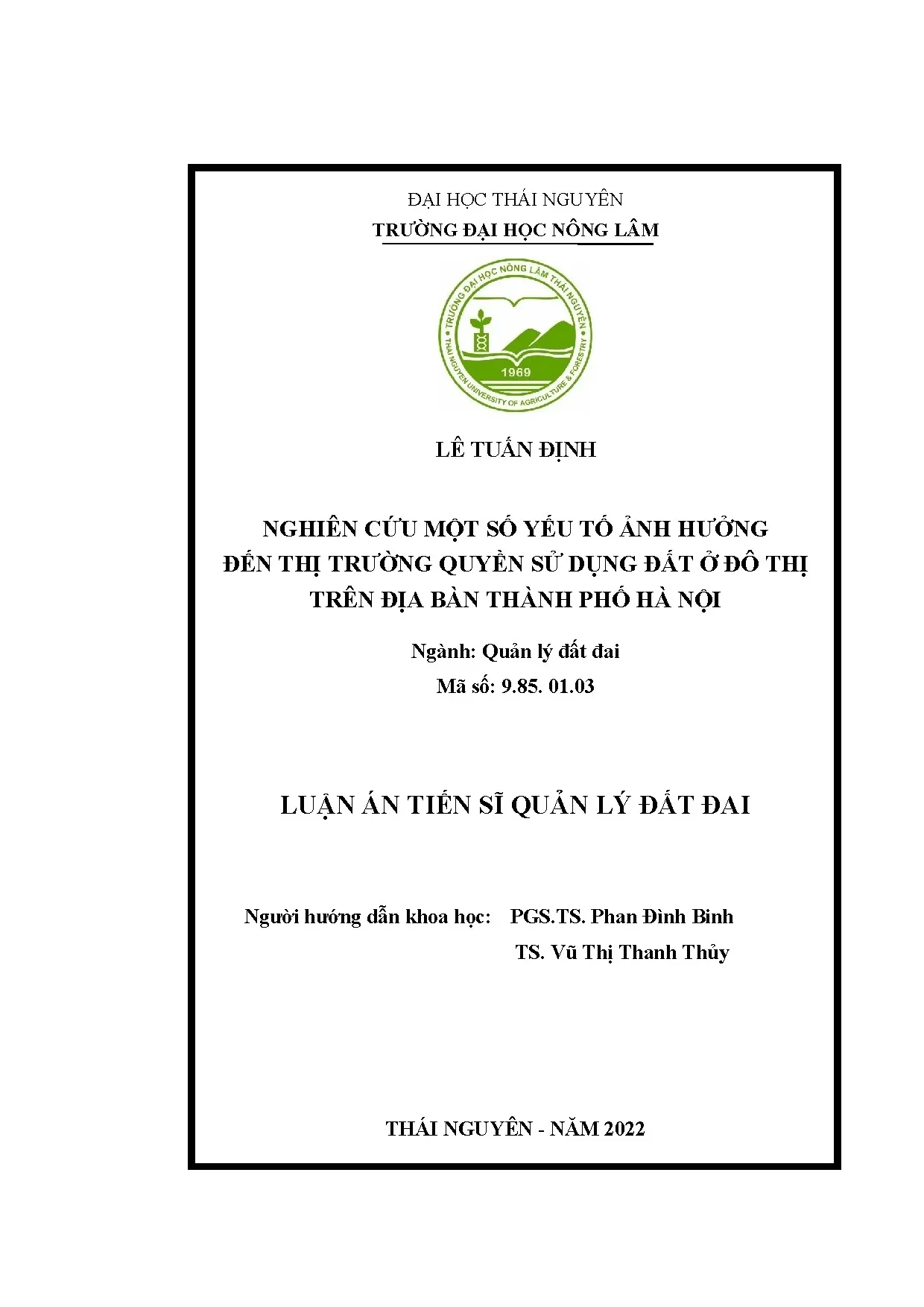 Luận án tiến sĩ nghiên cứu một số yếu tố ảnh hưởng đến thị t
