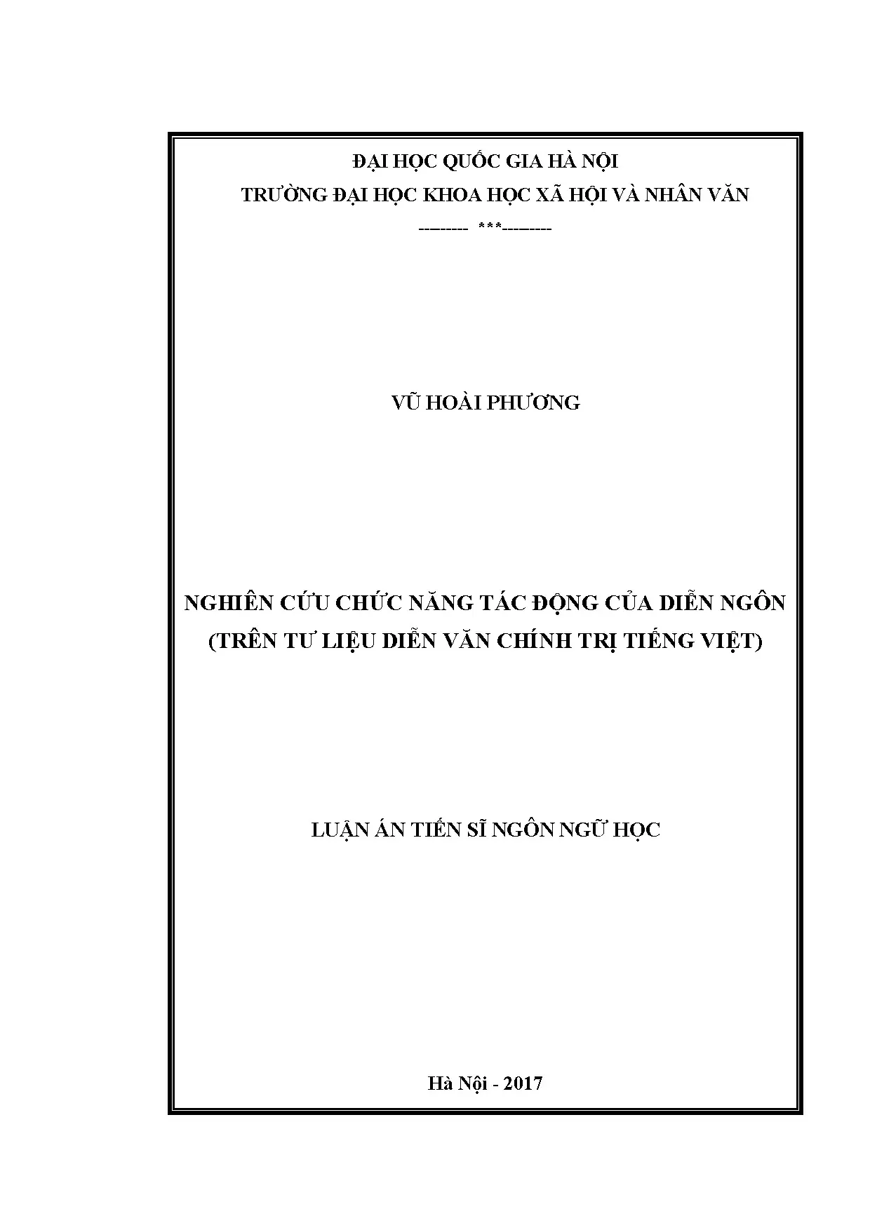 Luận án tiến sĩ nghiên cứu chức năng tác động của diễn ngôn