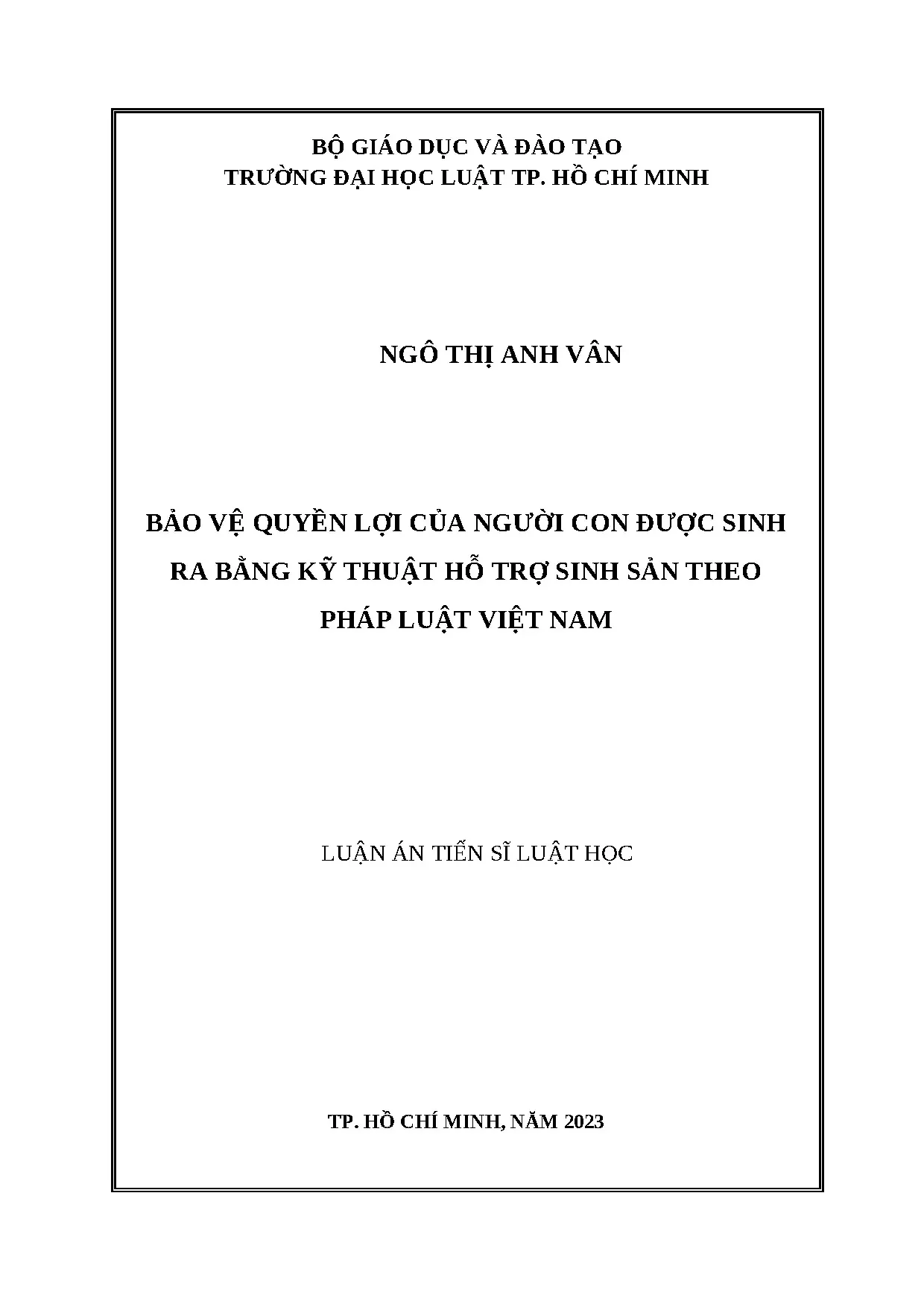 Bảo vệ quyền lợi con sinh bằng kỹ thuật hỗ trợ sinh sản theo pháp luật Việt Nam
