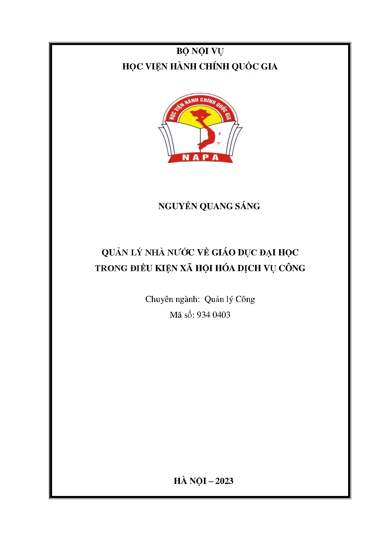 Quản lý nhà nước về giáo dục đại học trong xã hội hóa dịch vụ công