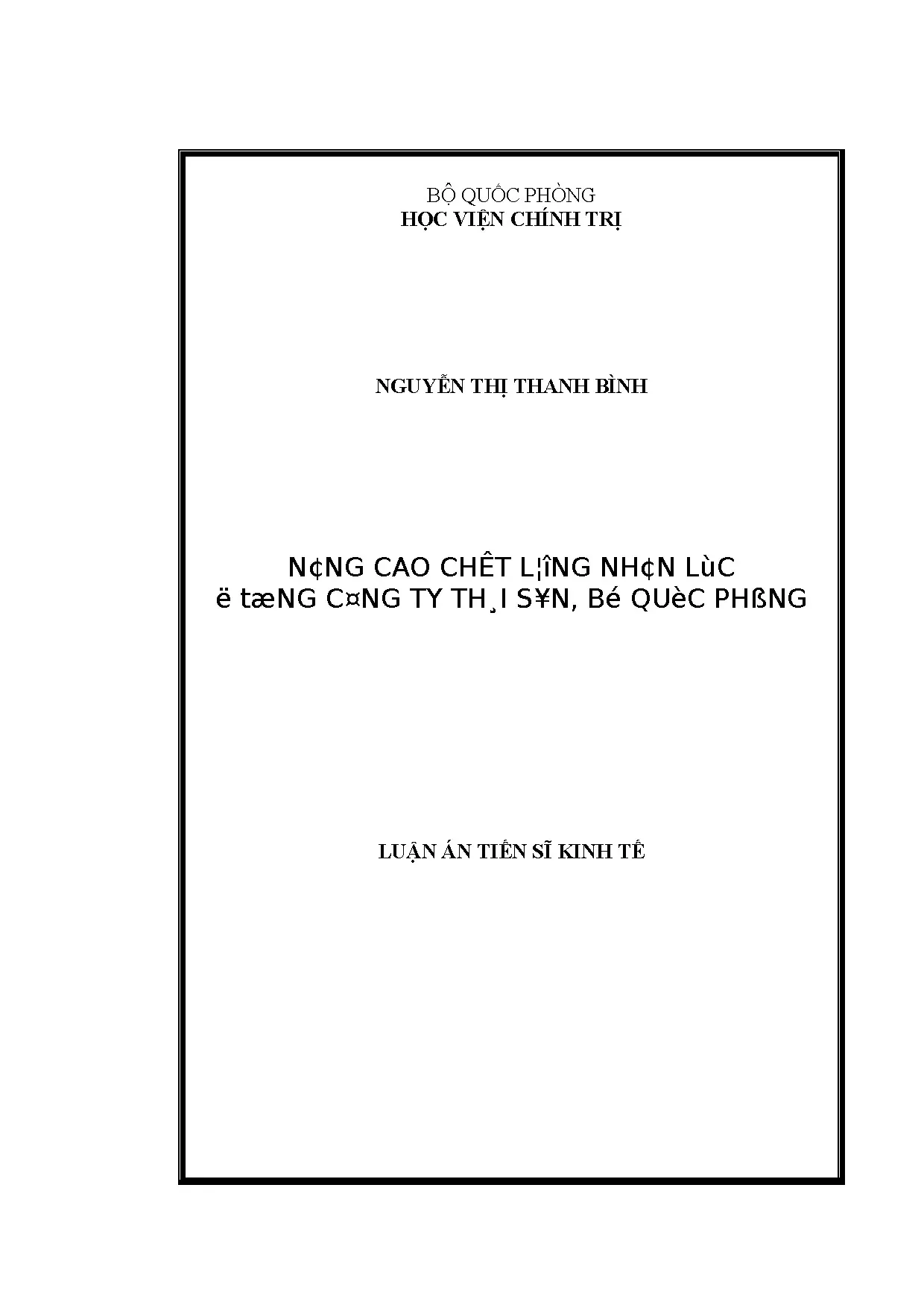 Luận án tiến sĩ nâng cao chất lượng nhân lực ở tổng công ty