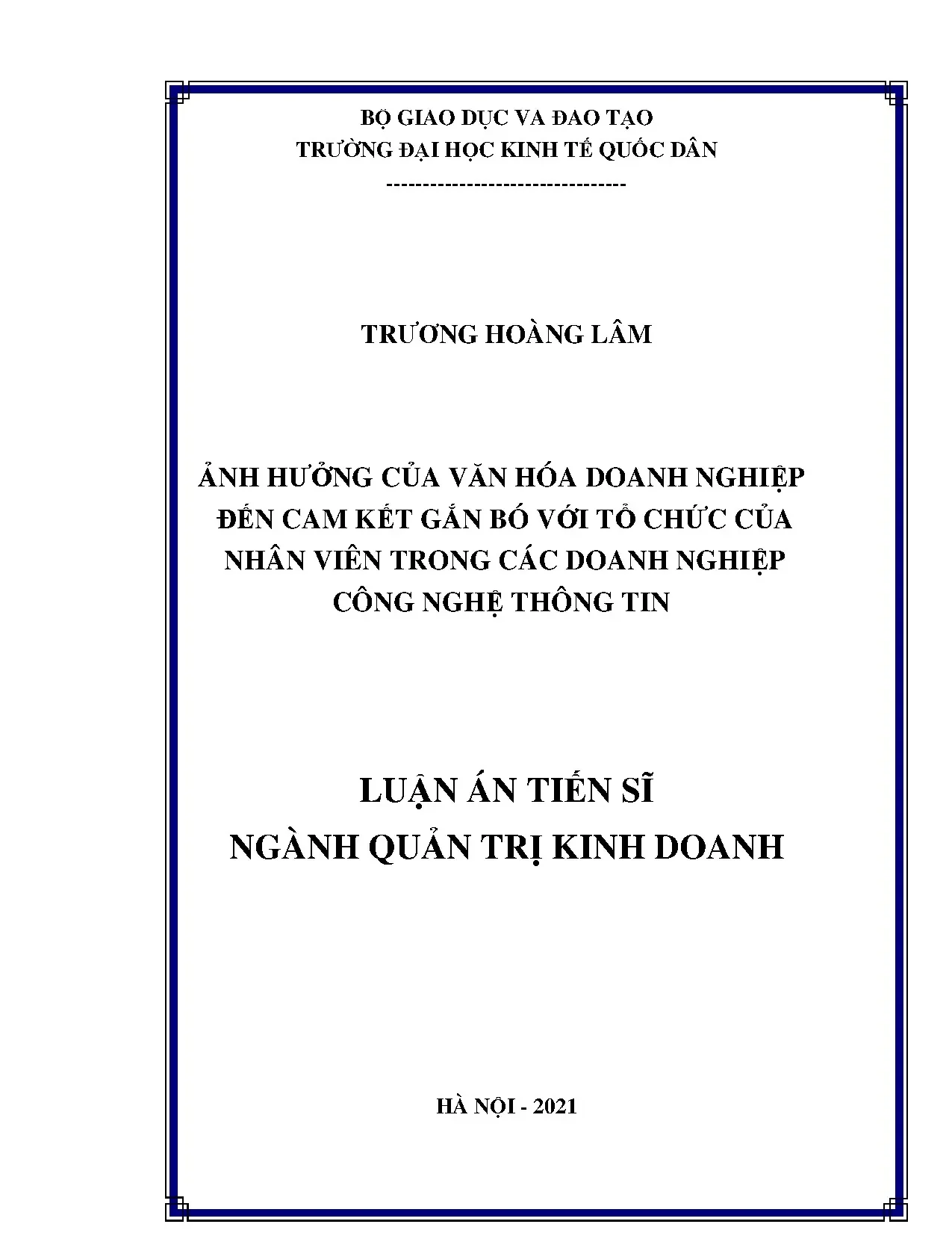 Ảnh hưởng văn hóa DN đến cam kết gắn bó nhân viên CNTT