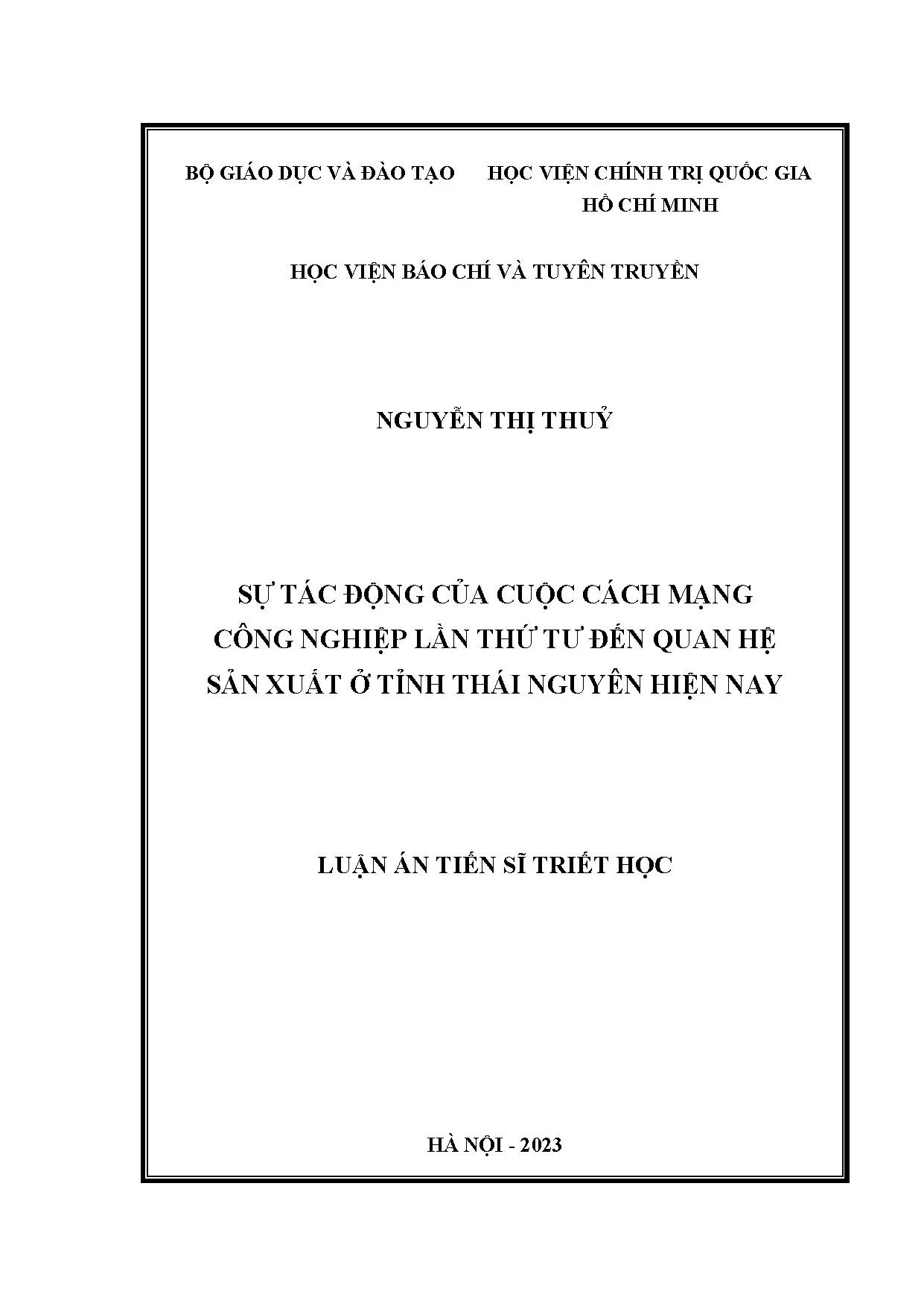 Cách mạng công nghiệp 4.0 và quan hệ sản xuất Thái Nguyên