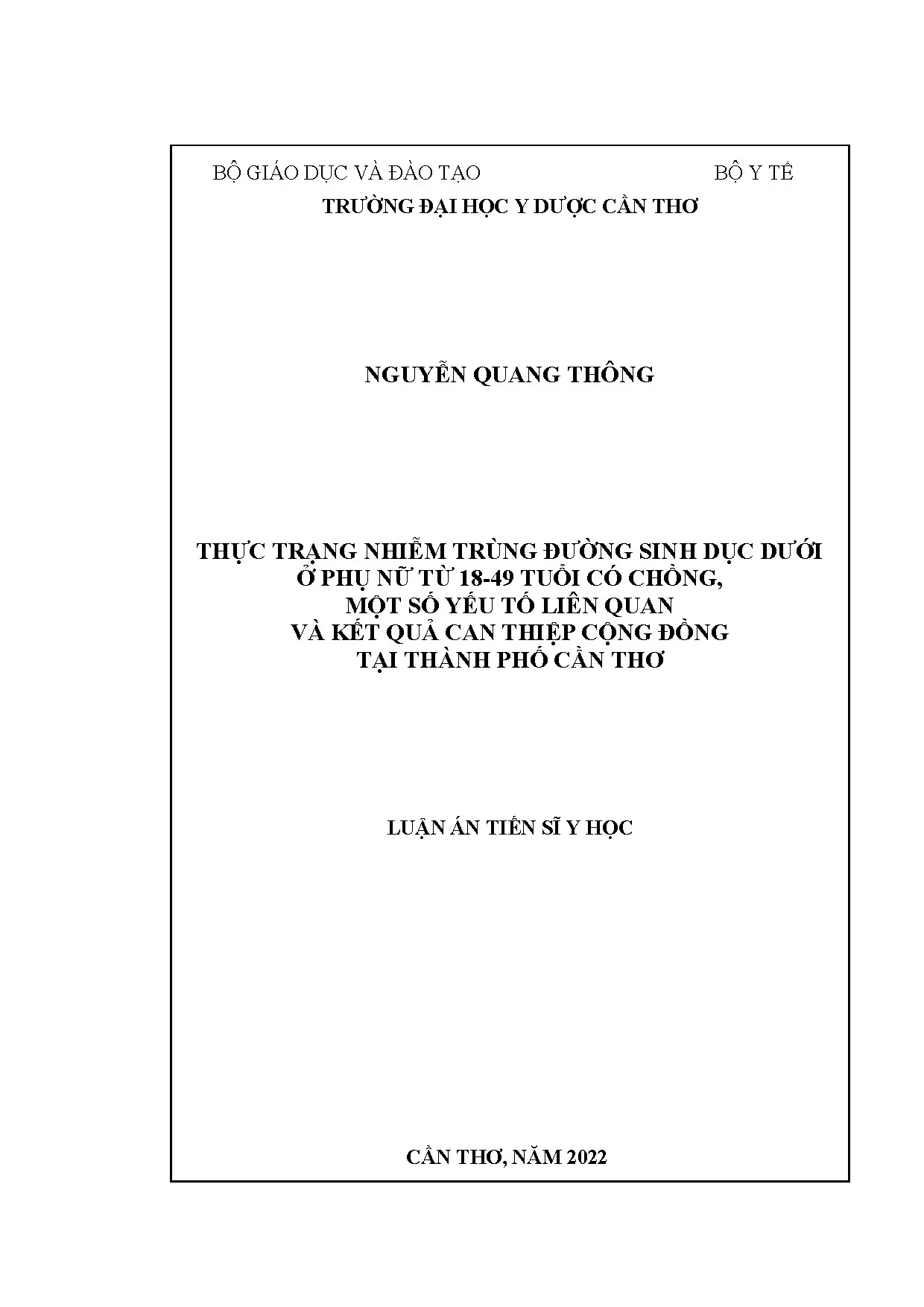Luận án tiến sĩ thực trạng nhiễm trùng đường sinh dục dưới ở