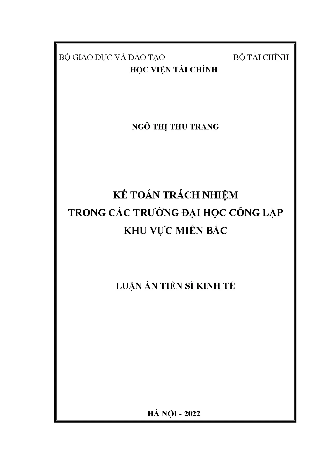 Luận án tiến sĩ kế toán trách nhiệm trong các trường đại học
