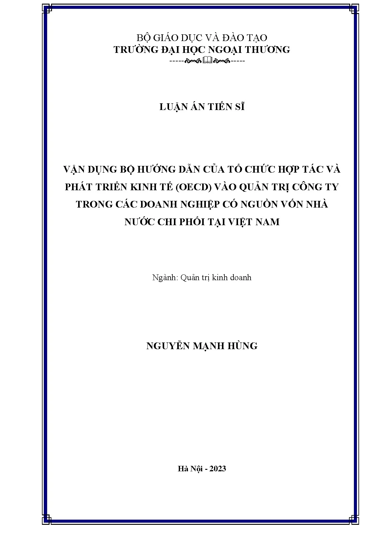 Quản trị công ty DNNN Việt Nam theo hướng dẫn OECD