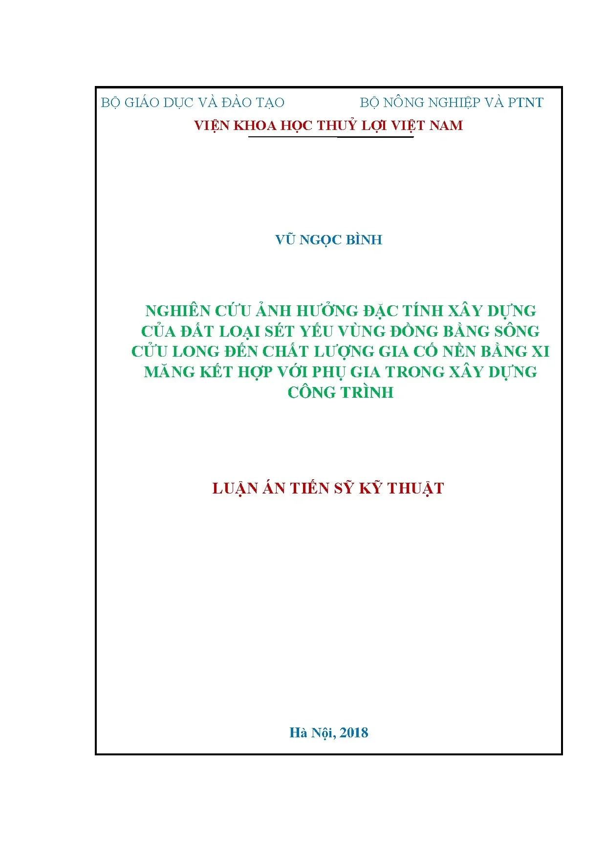 Đặc tính đất sét yếu ĐBSCL và gia cố nền xi măng phụ gia